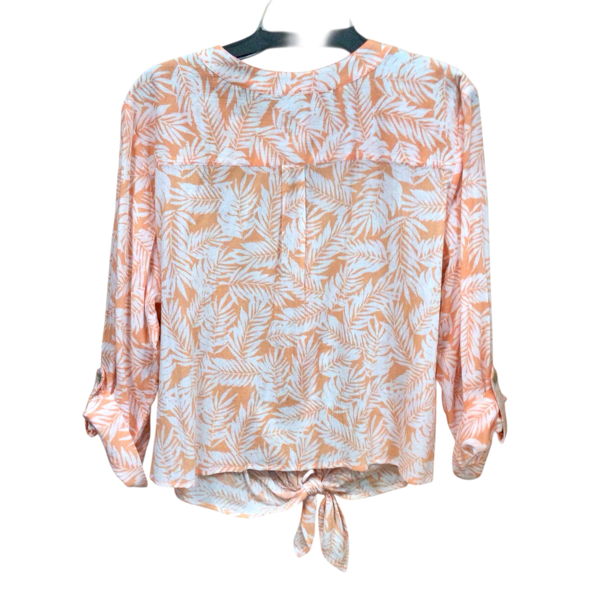 Hearts of Palm Orange & White Button Up Top Size PXL