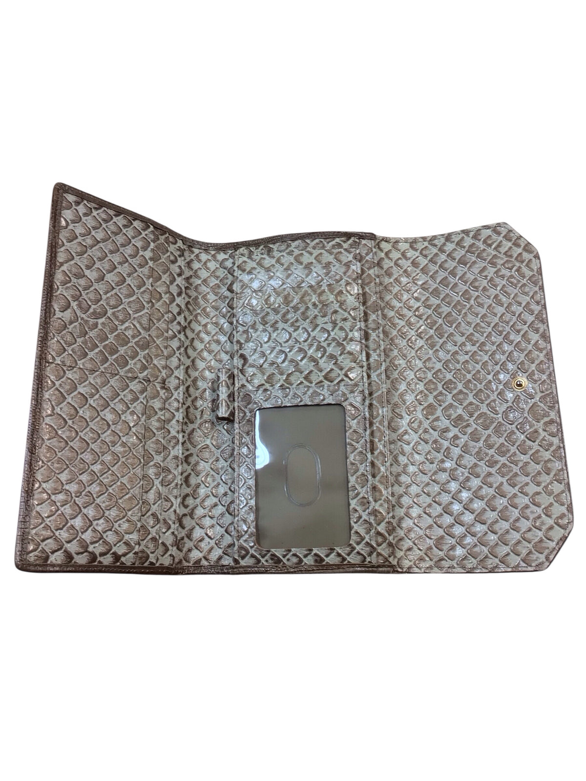 Brahmin Fold Over Champagne Colored Tri-Fold Leather Wallet