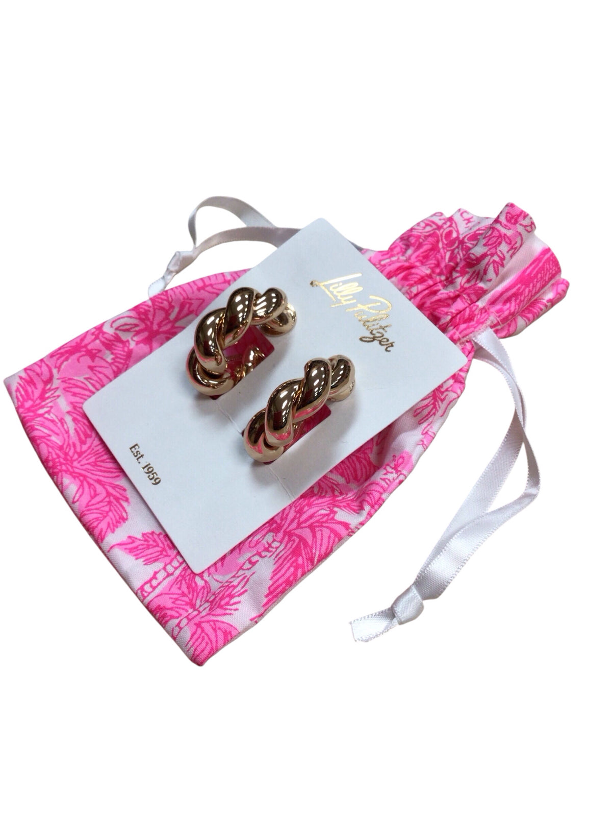 Lilly Pulitzer "Island Escape" Gold Braided Hoop Earrings NWT