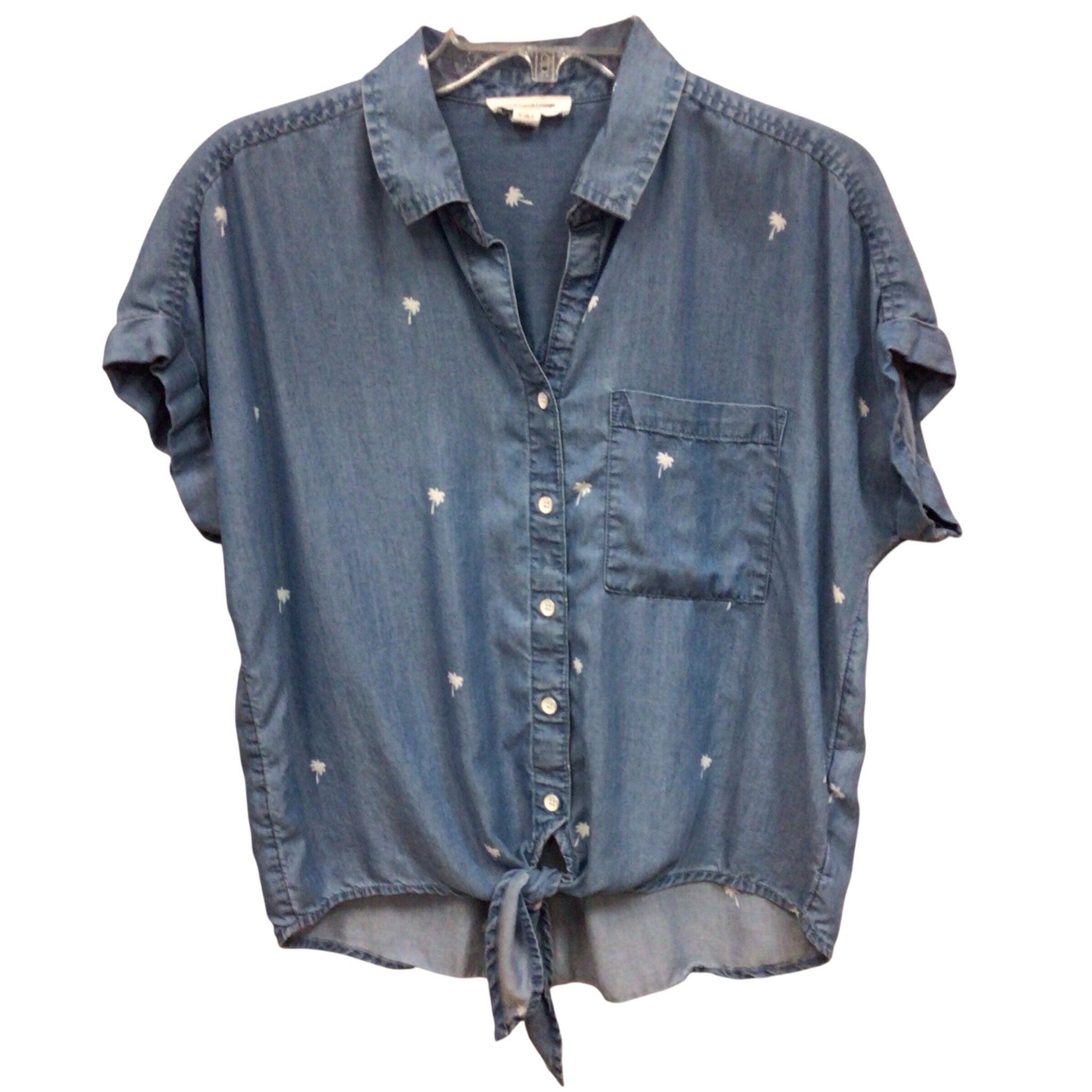 Beach Lunch Lounge Short Sleeve Denim Top Size Small