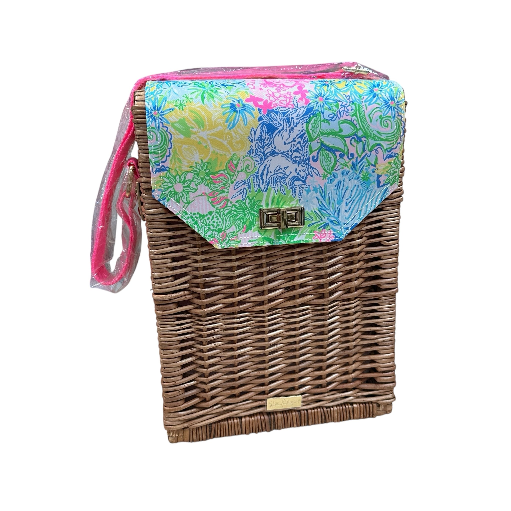 Lilly Pulitzer "Cheek to Cheek" Wicker Wine Basket