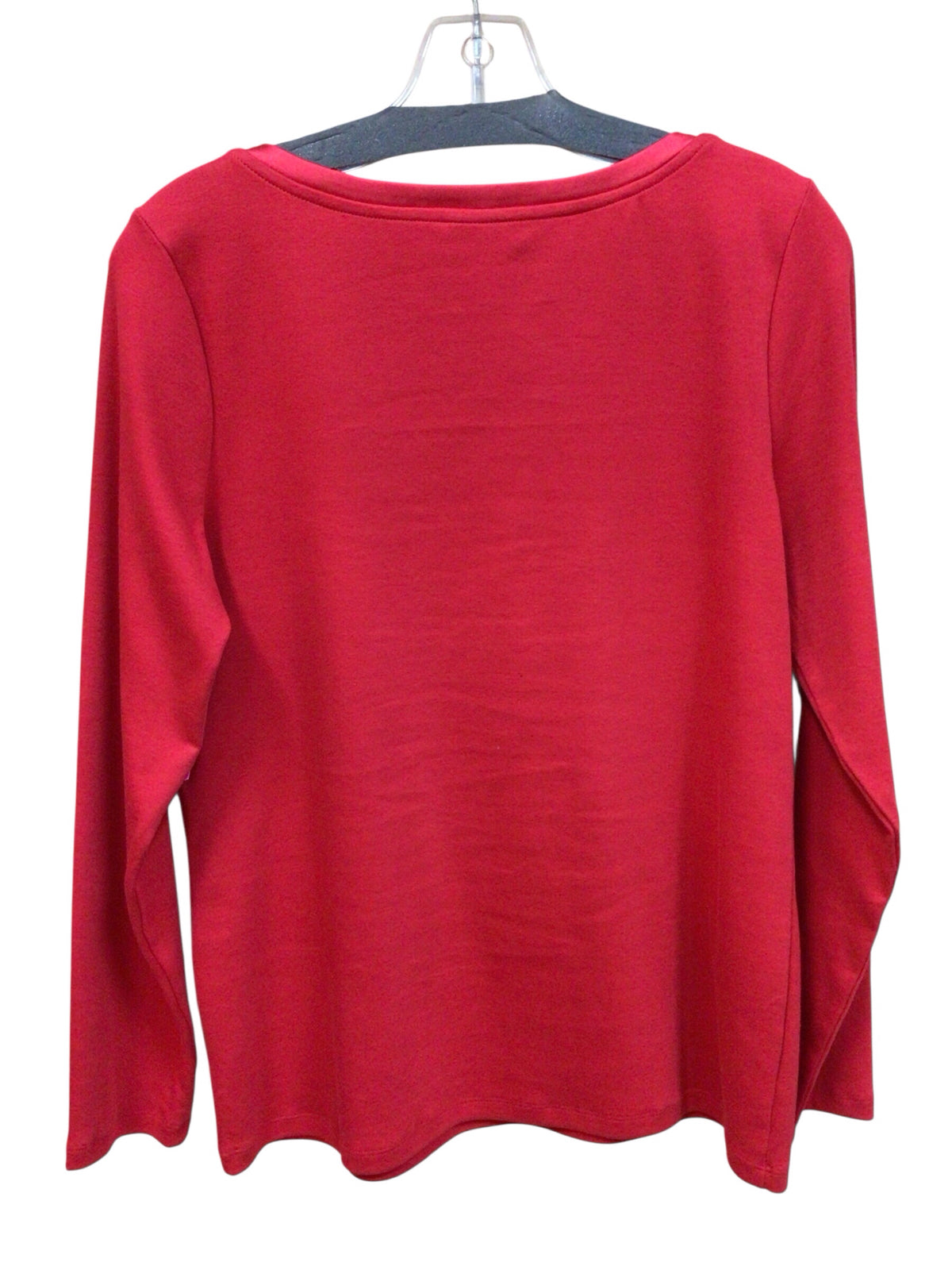 Chico's Red Long Sleeve Top with Silver Neckline Size Medium
