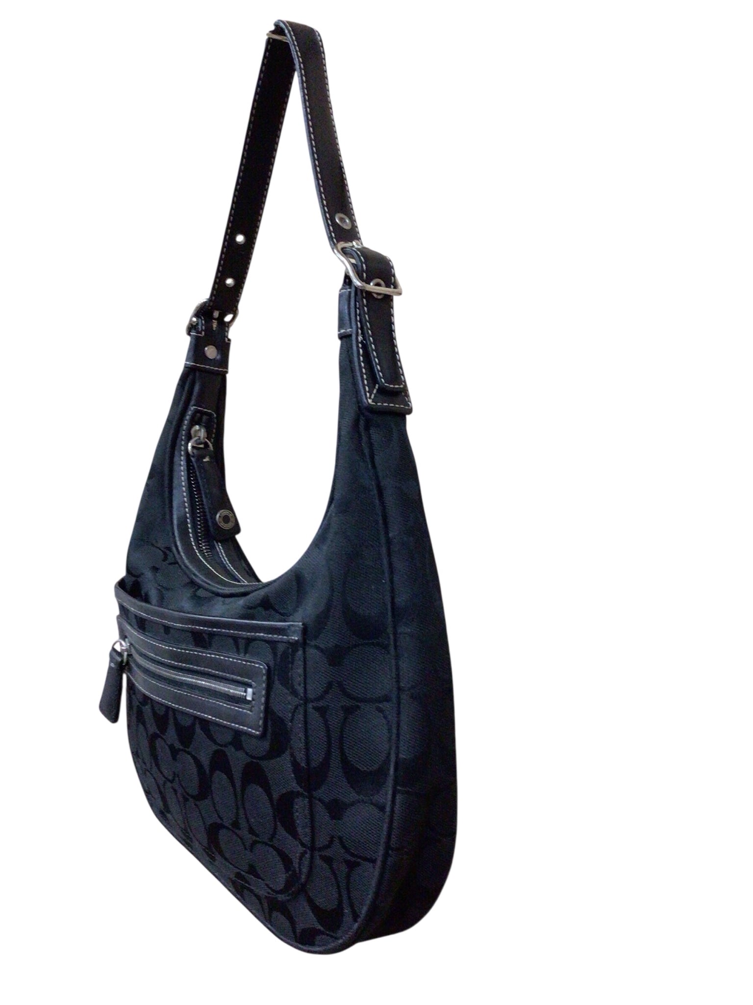 Coach 6045 Black Y2K Signature Jacquard Hobo Shoulder Bag