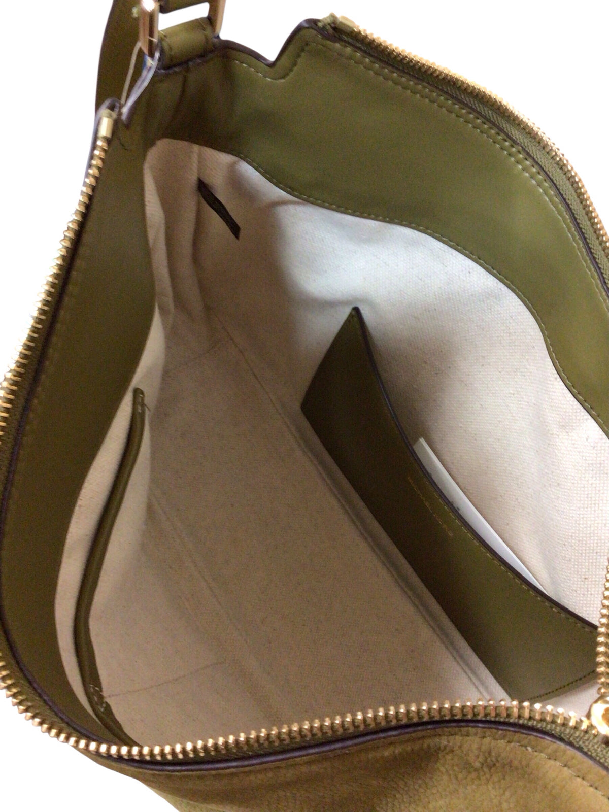Michael Kors Green "Nolita" Nubuck Convertible Leather Trim Shoulder Bag
