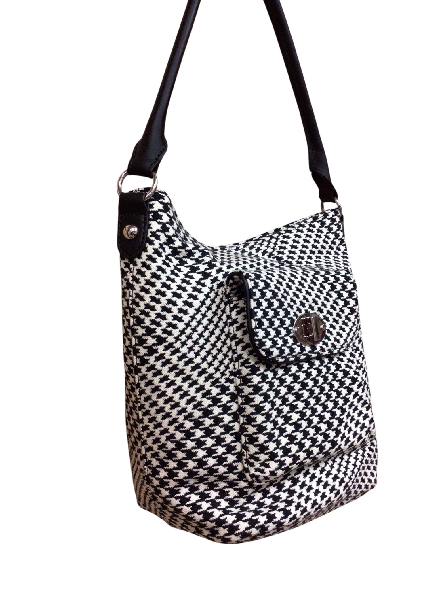 Talbots Black & White Houndstooth Bucket Shoulder Bag