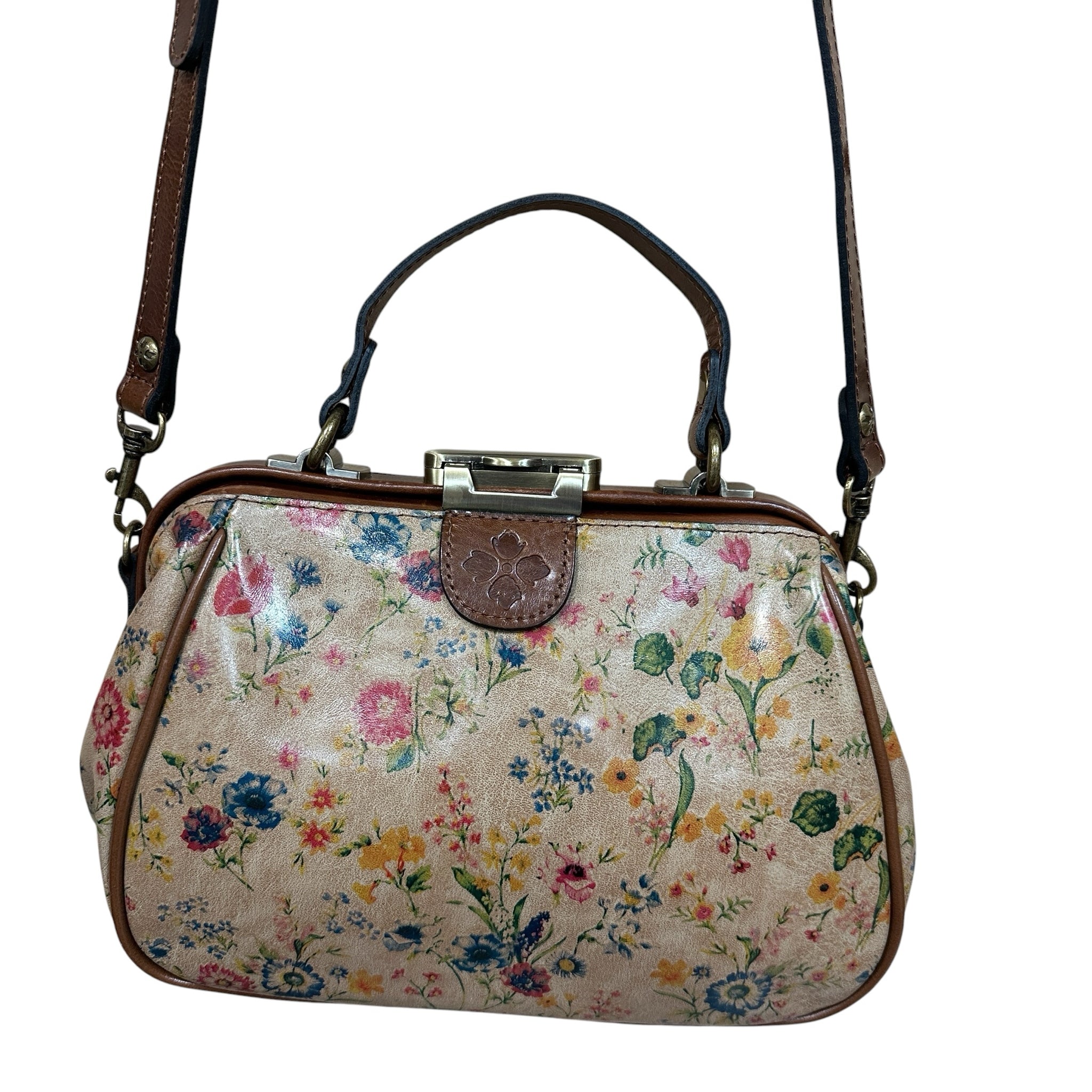 Patricia Nash "Gracchi" Prairie Rose Leather Satchel Crossbody Bag