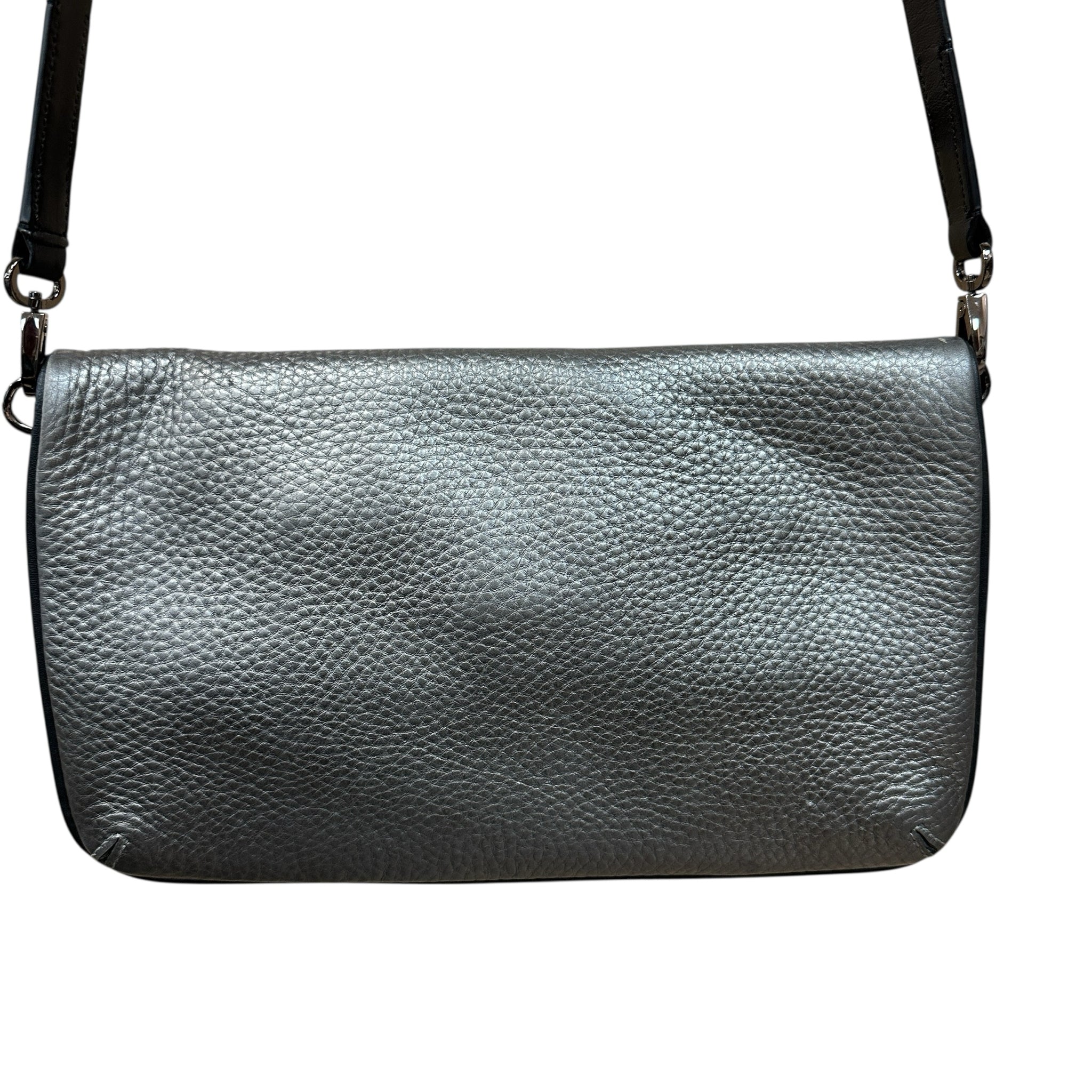 Cole Haan Gray Leather Foldover Flap Crossbody Bag