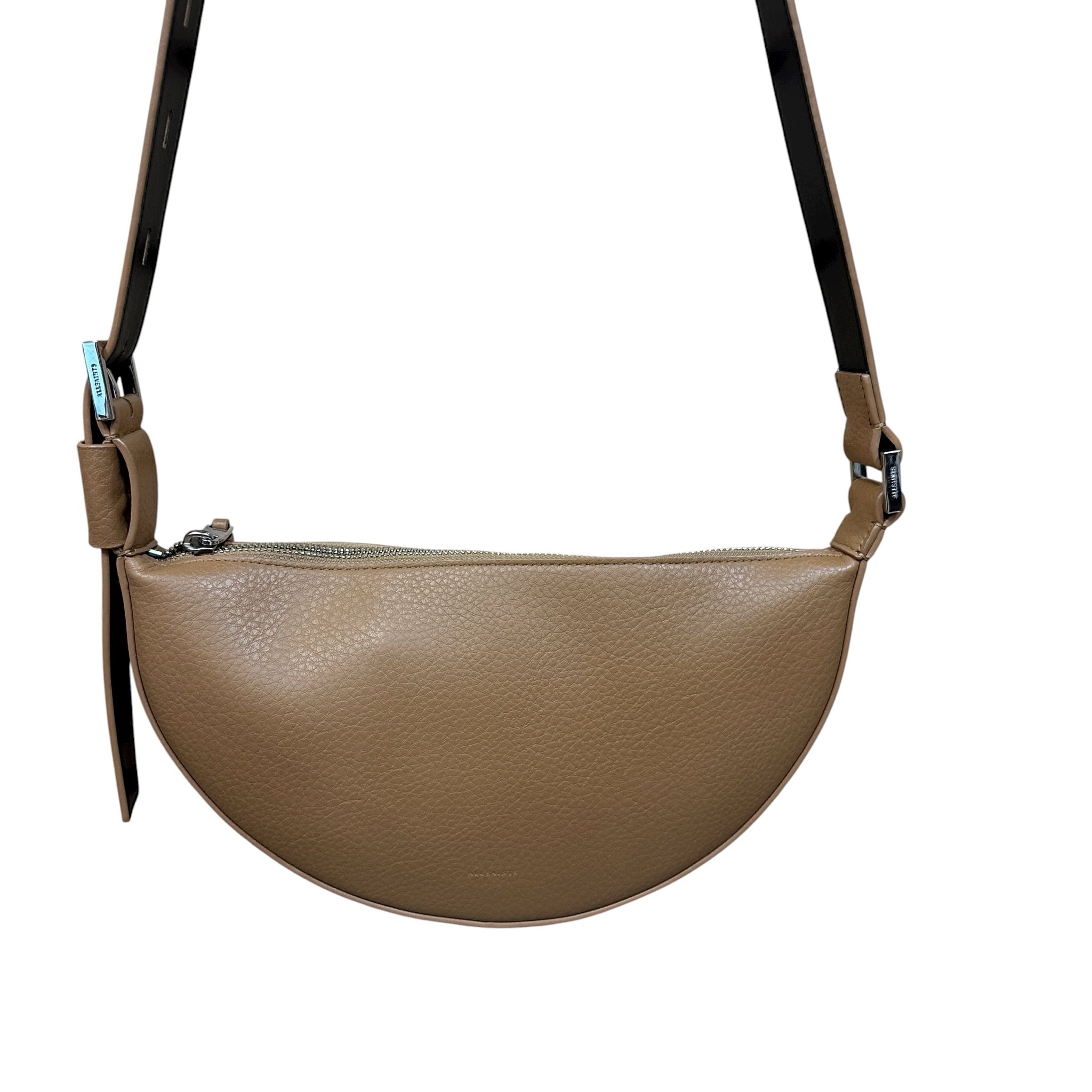 AllSaints Half Moon Brown Leather Crossbody Bag