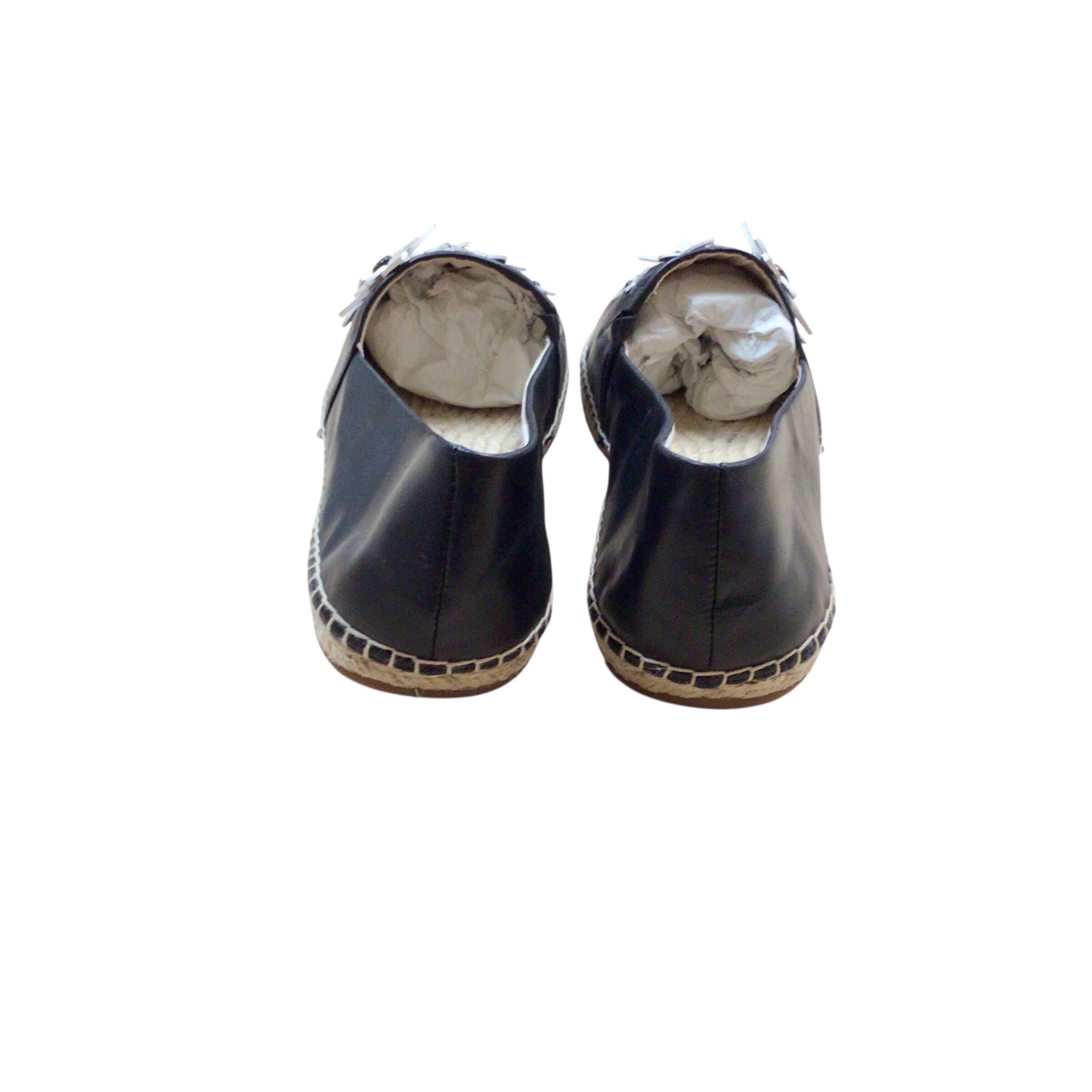 Michael Kors Black Leather Floral Flats Size 10