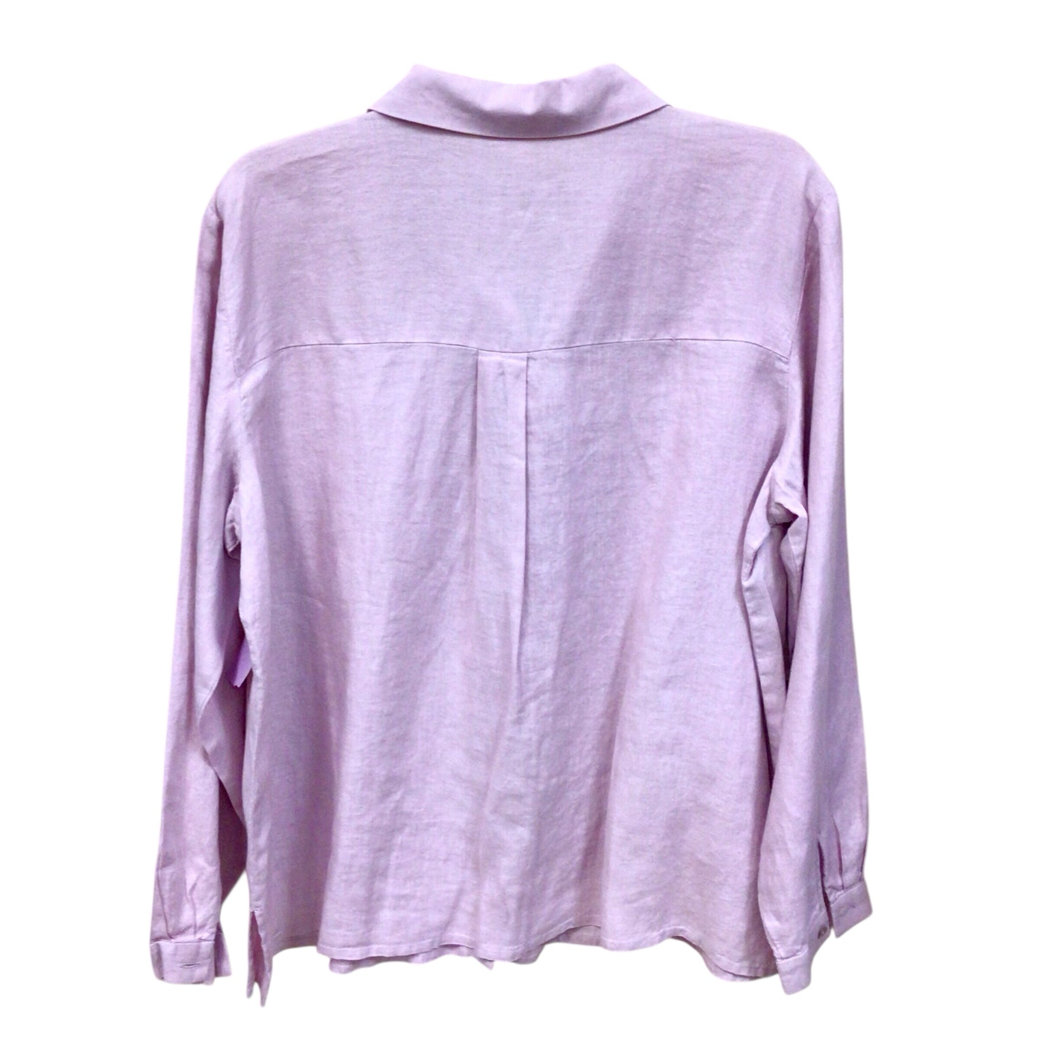 Eileen Fisher Pink Long Sleeve Button Up Top Size Large