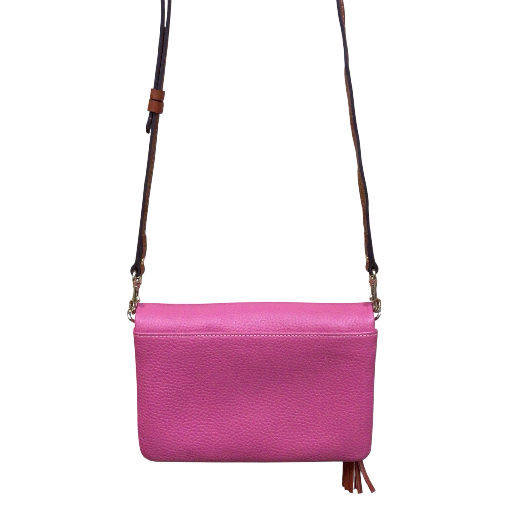Dooney & Bourke Pink Pebbled Leather Foldover Crossbody Bag