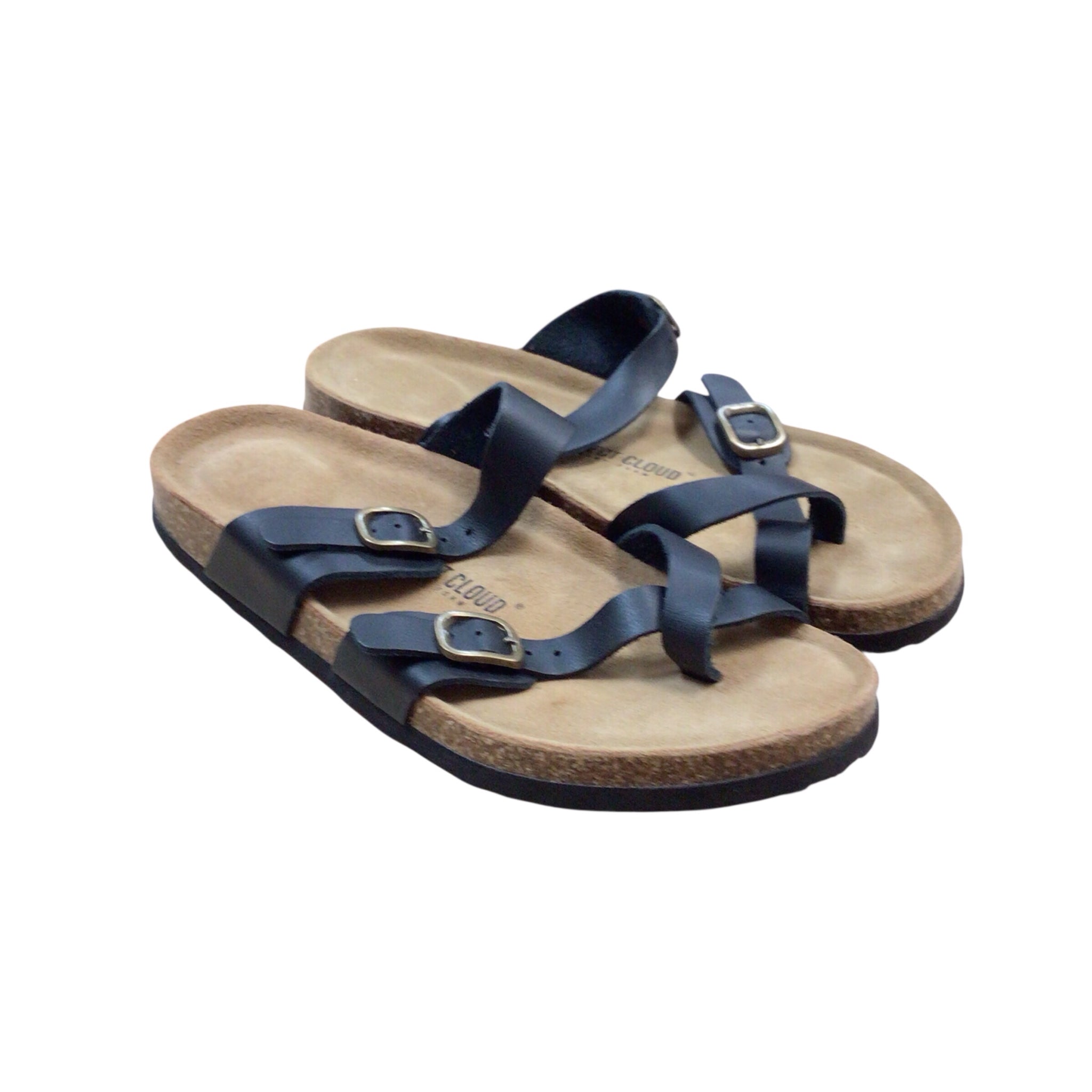 Project Cloud "Lian" Leather & Suede Black Sandals Size 10W