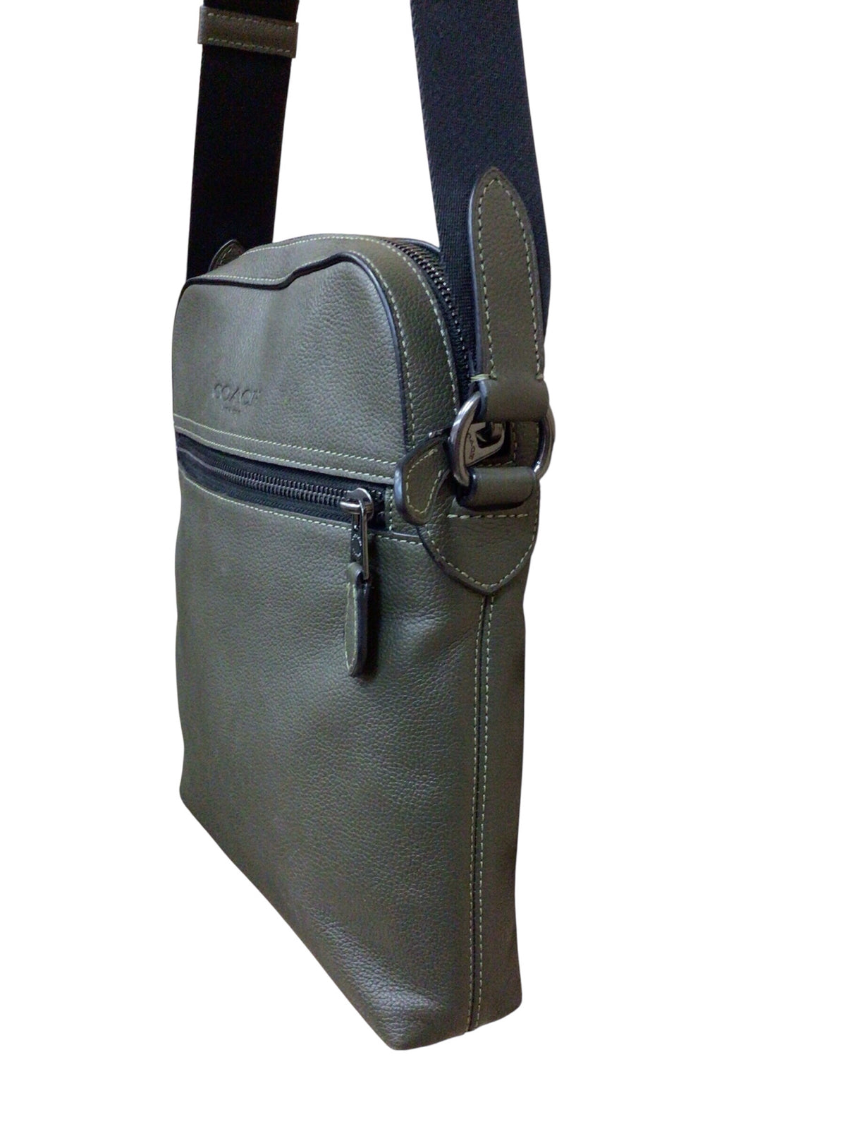 Coach CP756 "Houston Flight" Olive Green Pebbled Leather Crossbody Bag