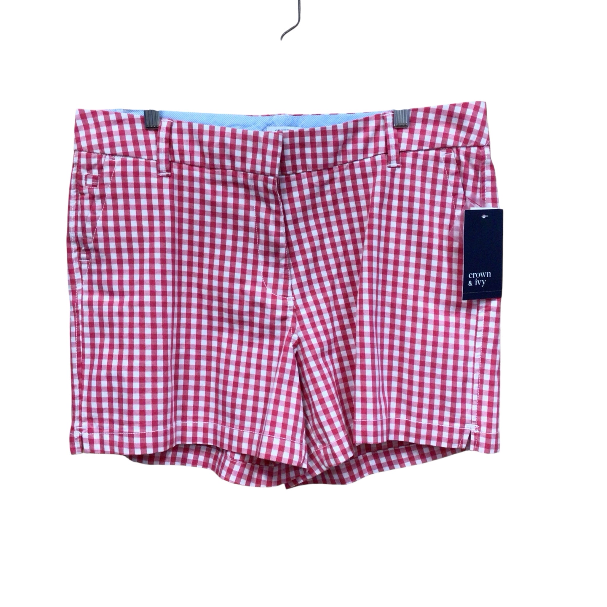 Crown & Ivy "Caroline" Red & White Checkered Shorts Size 14 NWT
