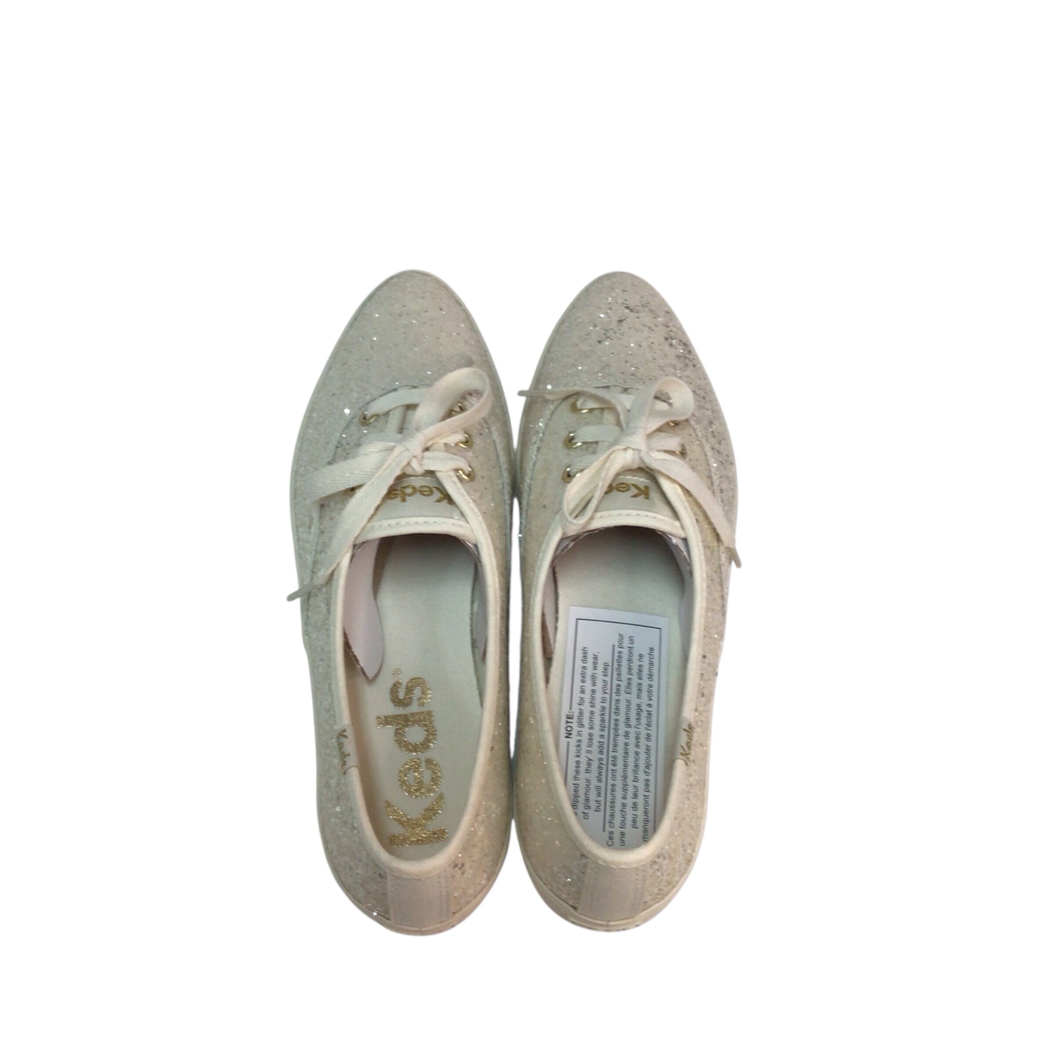 Keds Point Glitter Celebrations Cream Lace Up Sneakers Size 8.5