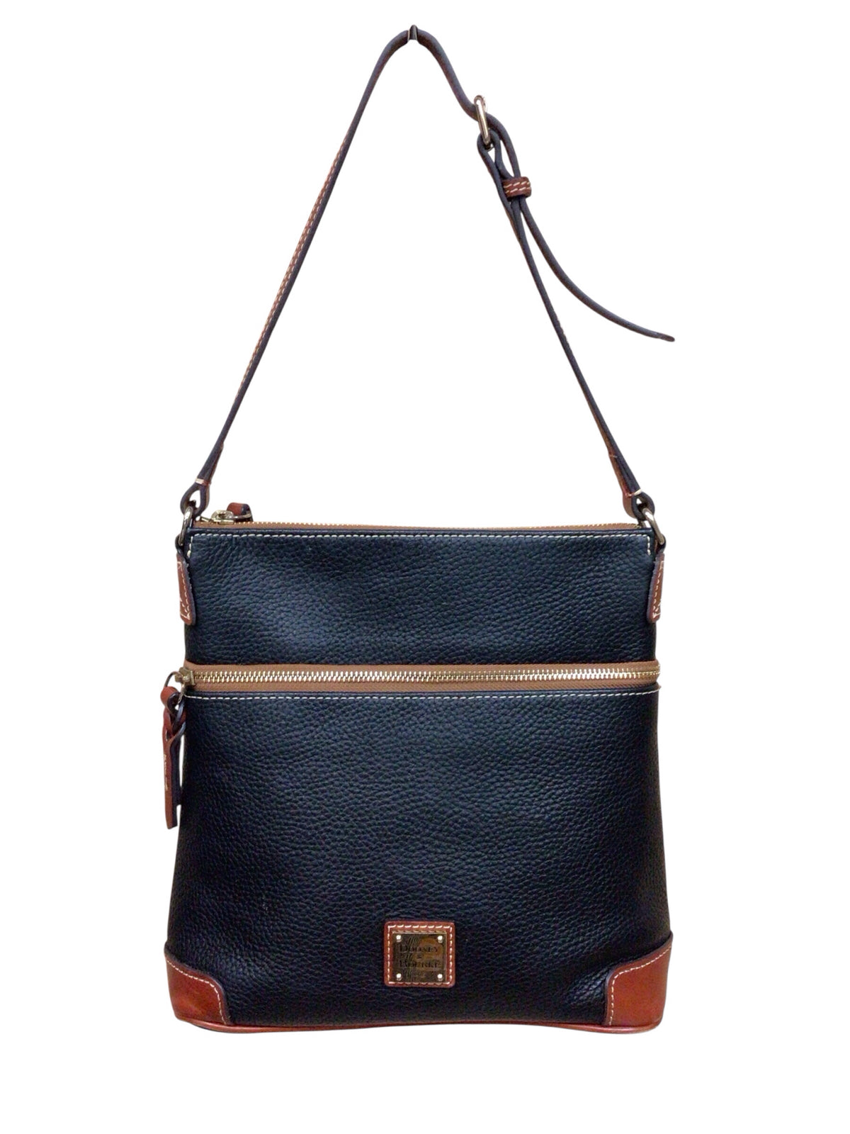 Dooney & Bourke Black & Brown Pebbled Leather Shoulder Bag