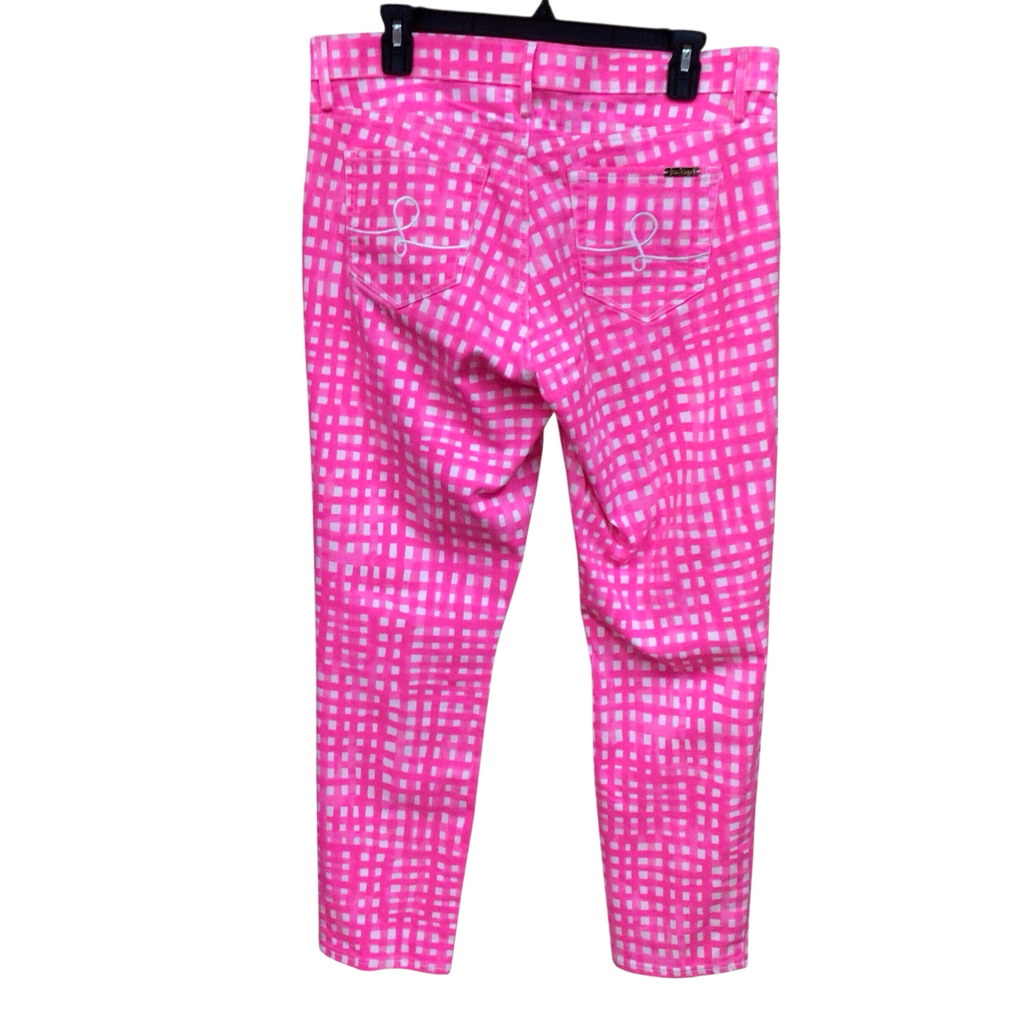 Lilly Pulitzer South Ocean Pink & White Plaid Skinny Crop Pants Size 14