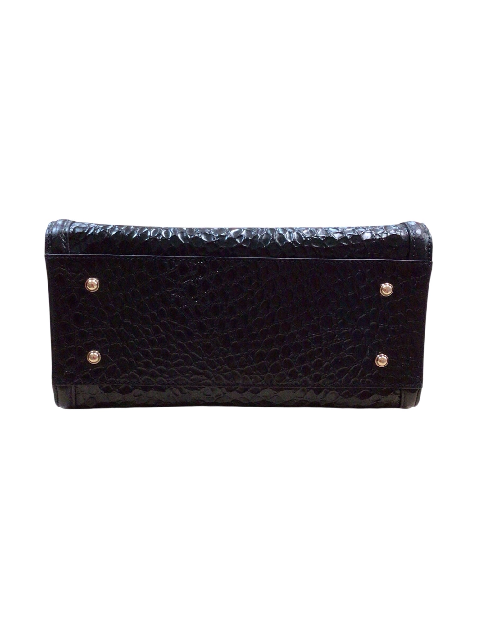 Brahmin "Cami" Black Croc-Embossed Leather Crossbody Satchel