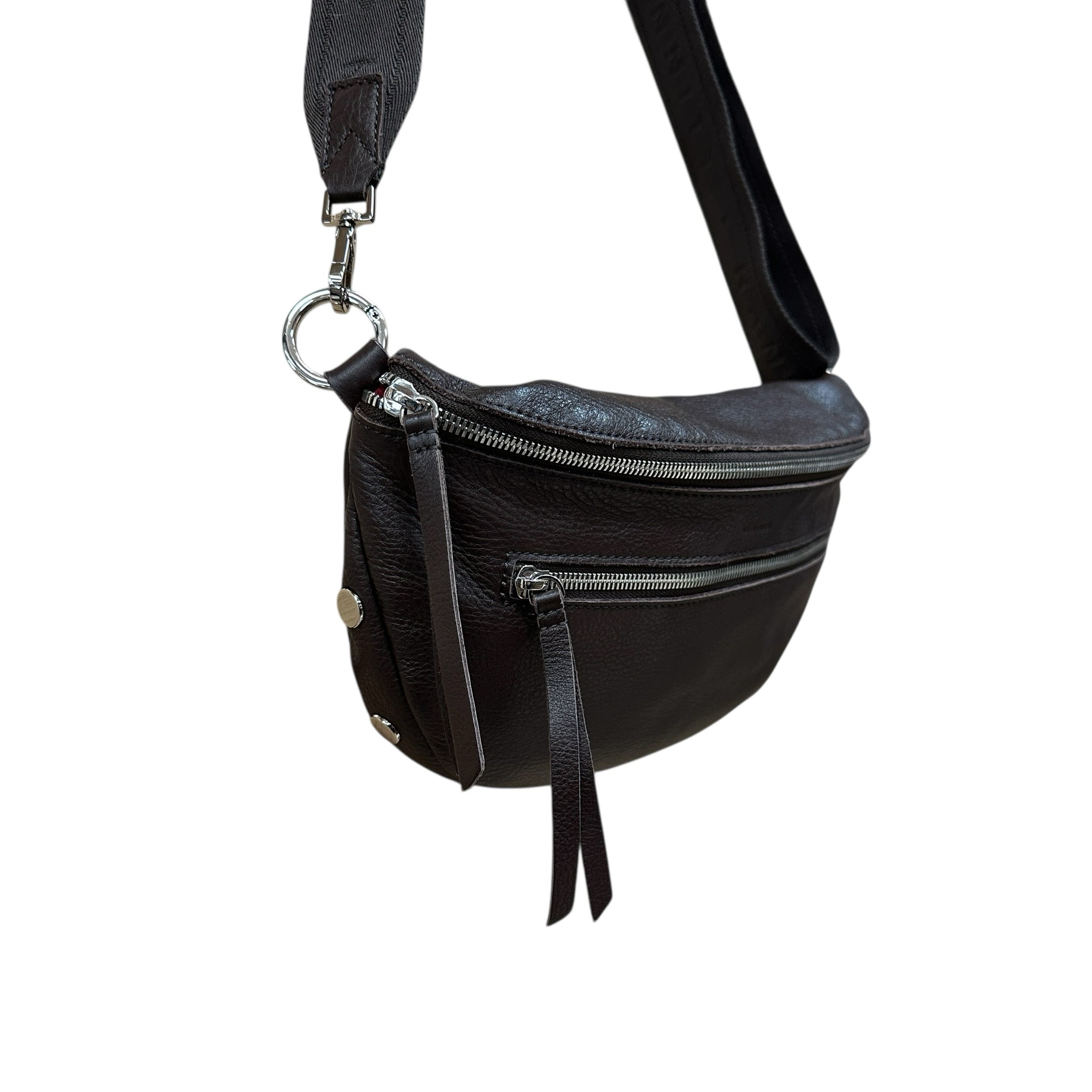 Hammitt Charles Medium Brown Pebbled Leather Crossbody Bag