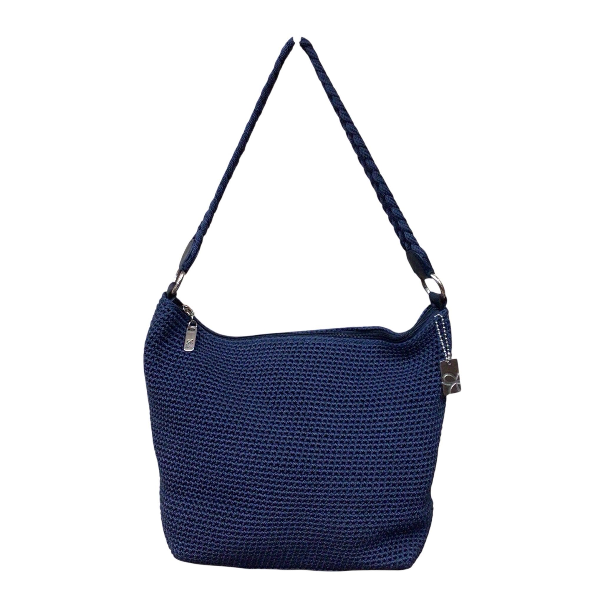 Lina Navy Crocheted Shoulder Bag