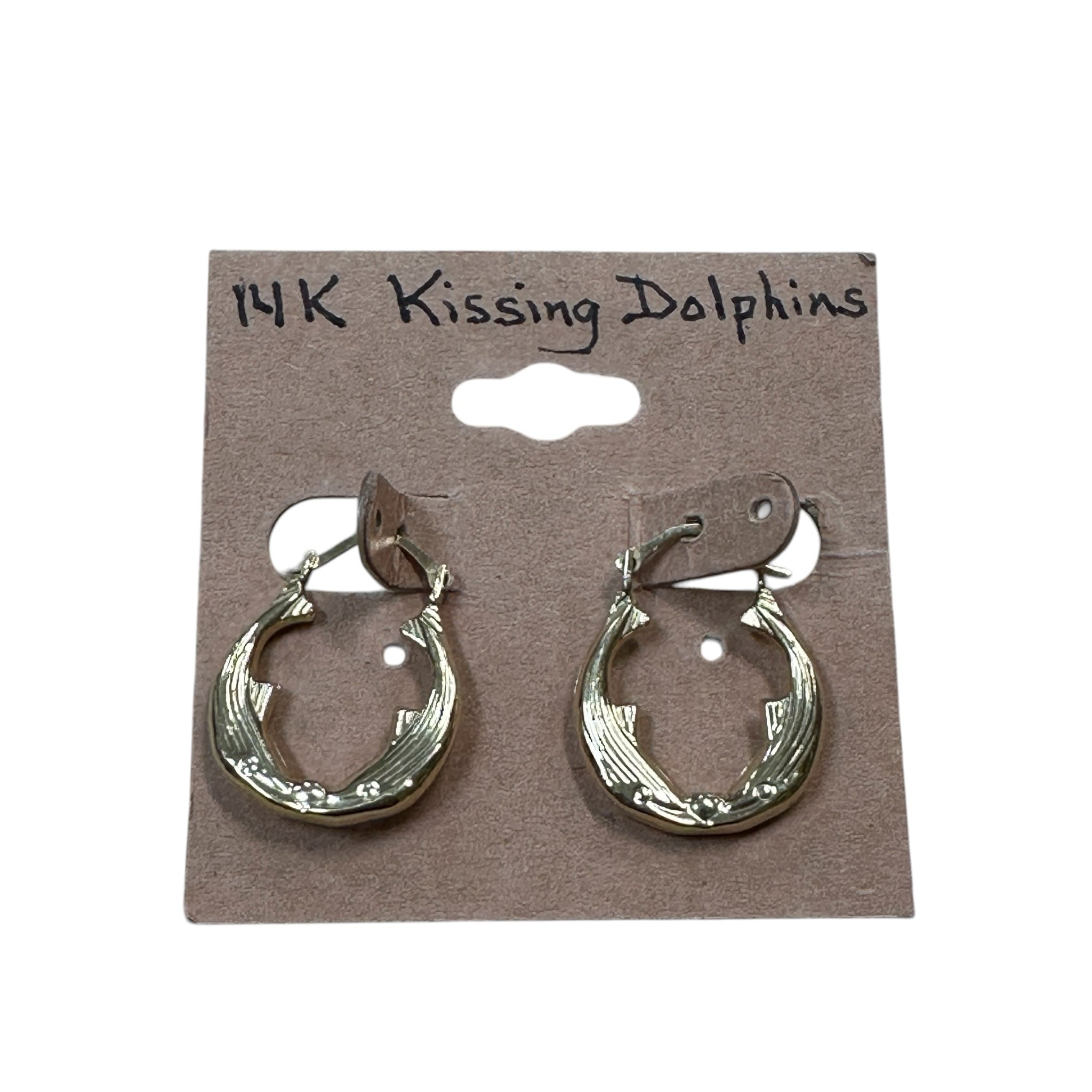 14K Gold Kissing Dolphin Hoop Earrings