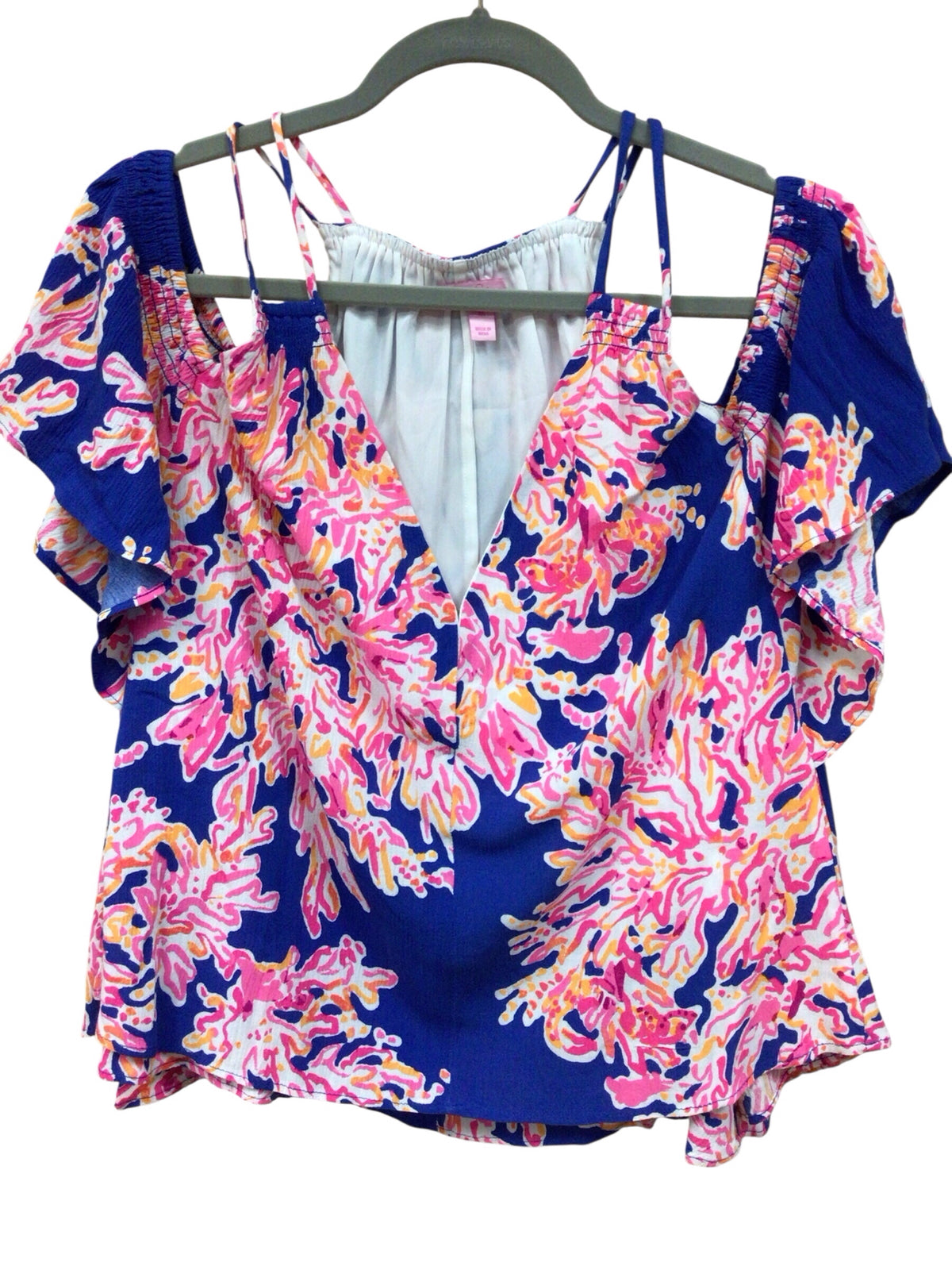 Lilly Pulitzer "Bellamie" Off the Shoulder Short Sleeve Top Size Medium