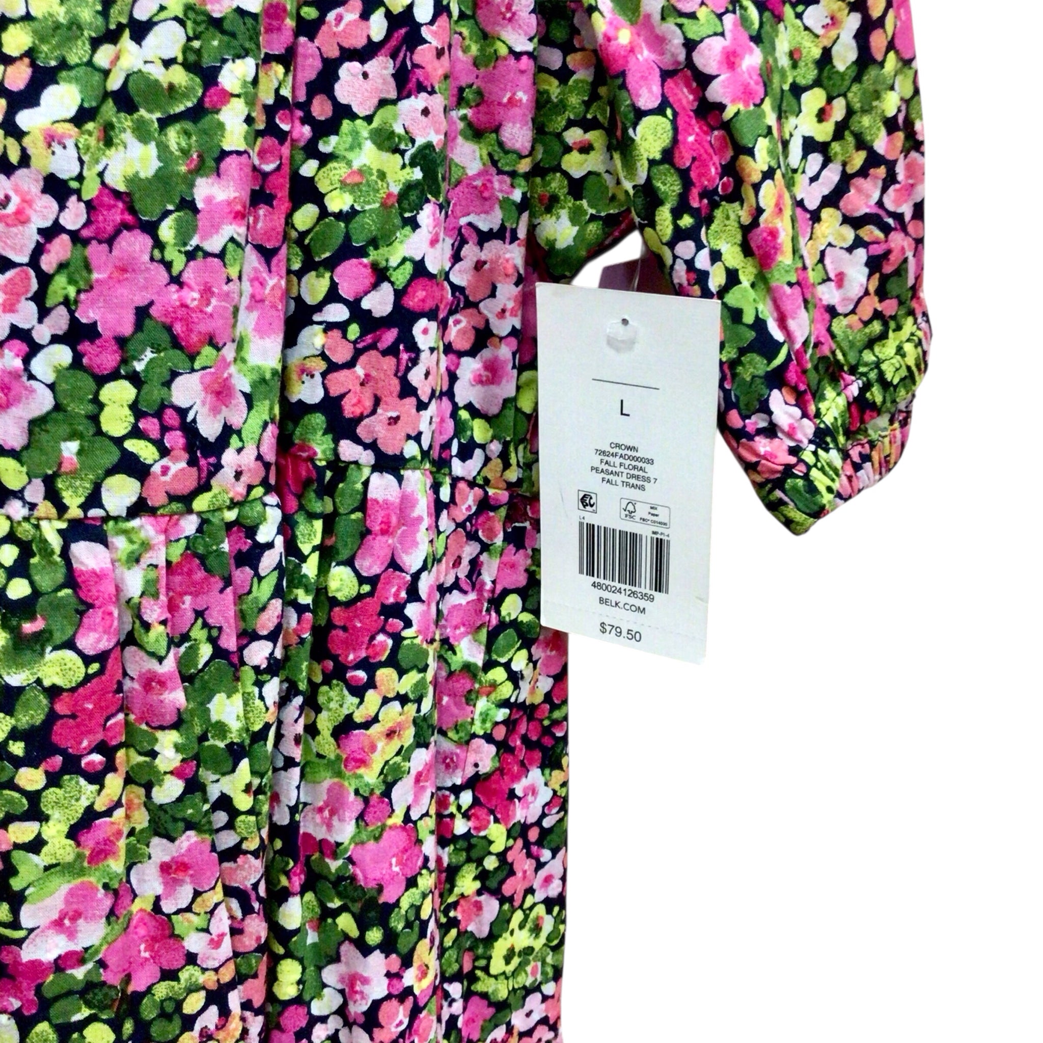 Crown & Ivy Floral Short Sleeve Dress Size Large NWT