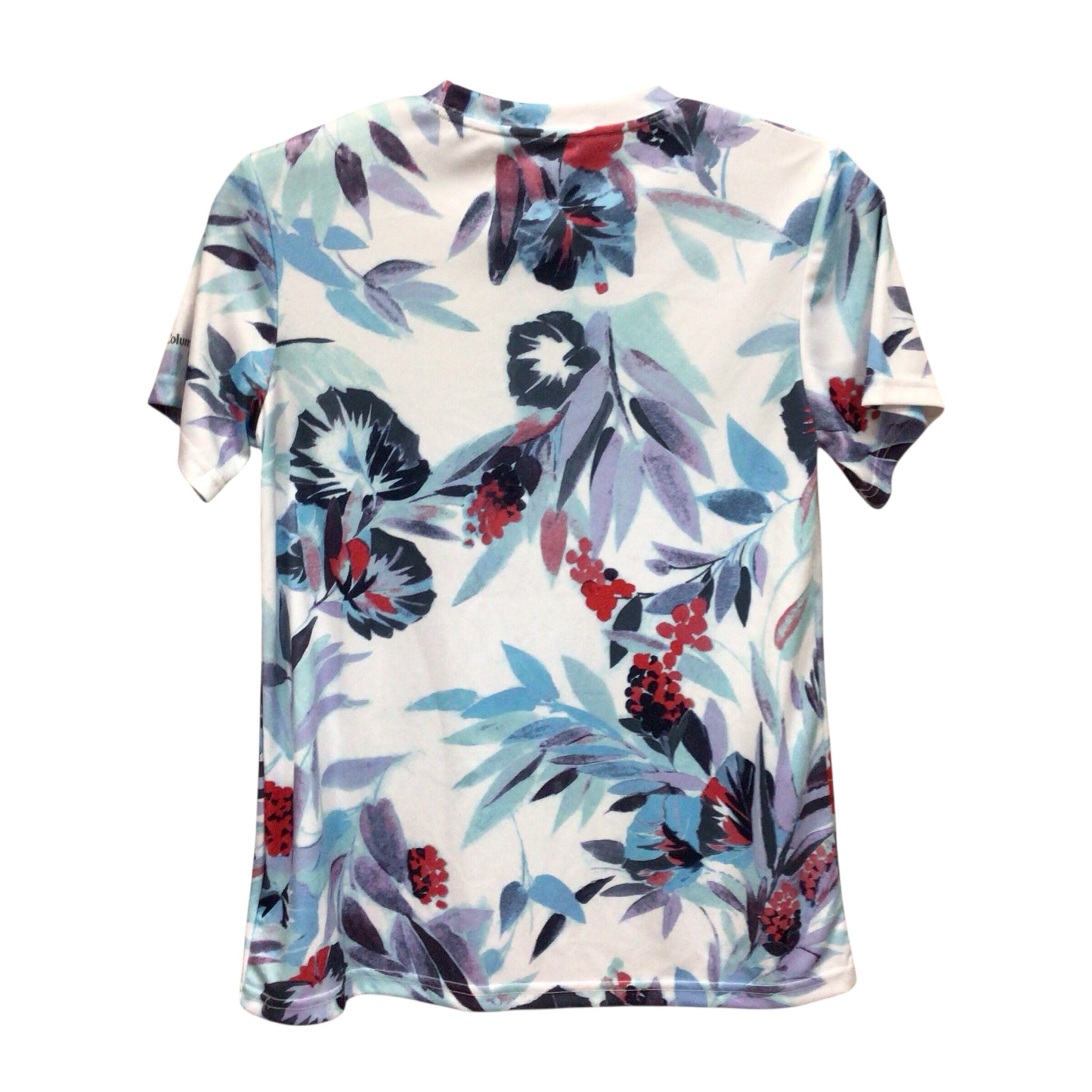 Columbia Blue & White Floral Short Sleeve Top Size XS