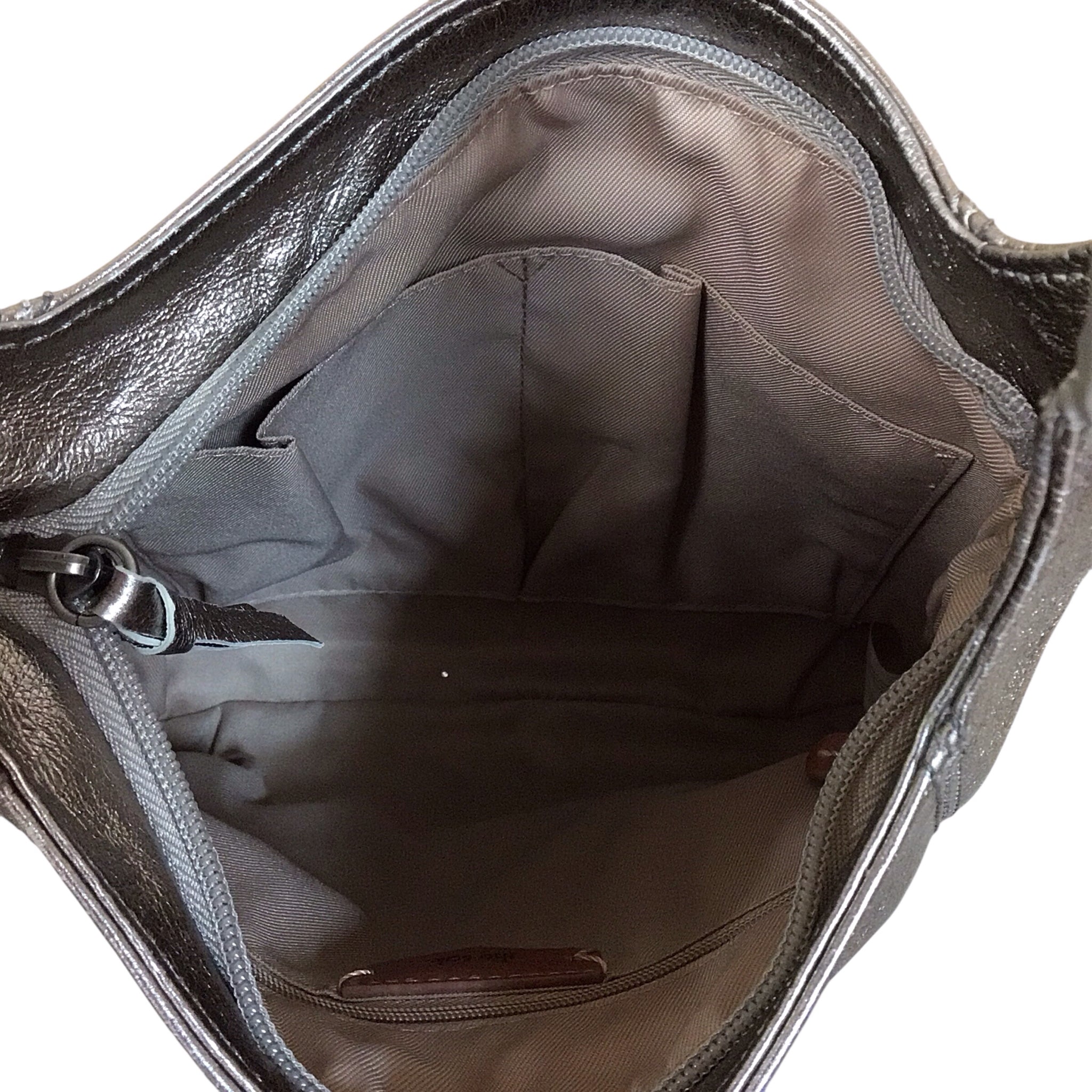 The Sak Metallic Champagne Leather Crossbody Shoulder Bag