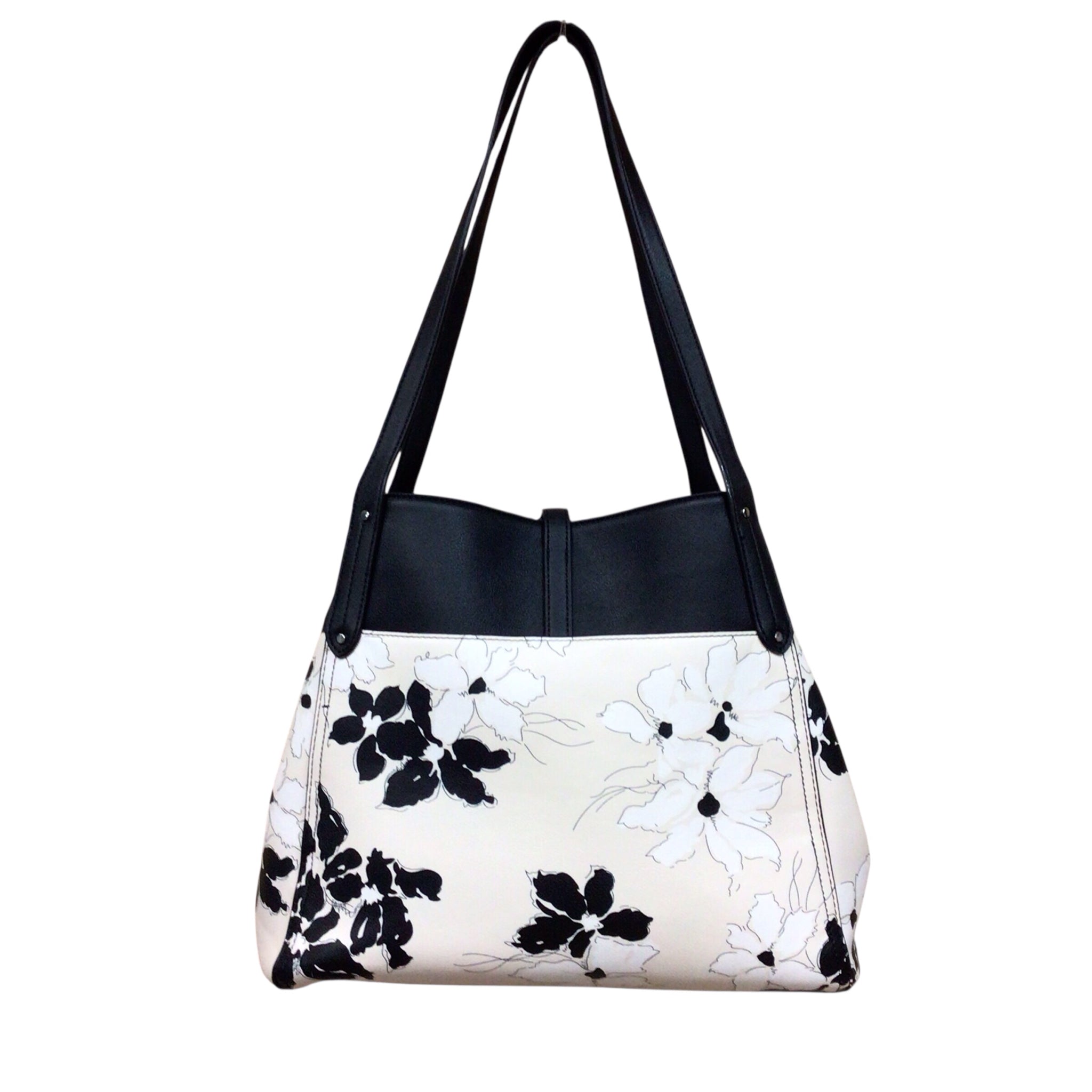 Chaps Black & Cream Floral Shoulder Bag