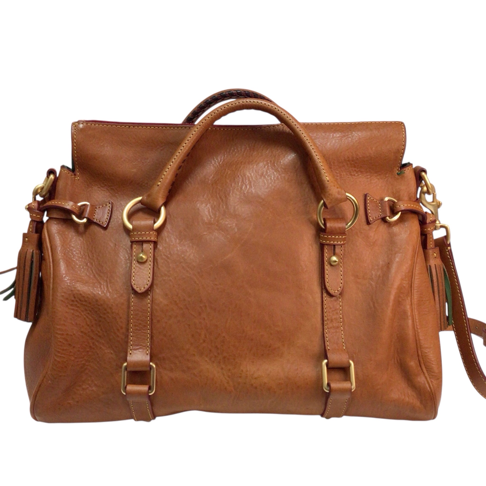 Dooney & Bourke Brown Florentine Leather Tassled Satchel