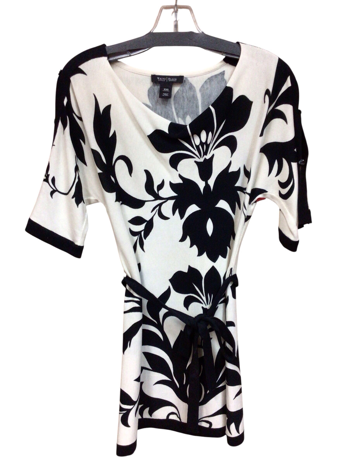 White House Black Market Black & White Floral Short Sleeve Dress Size XXS