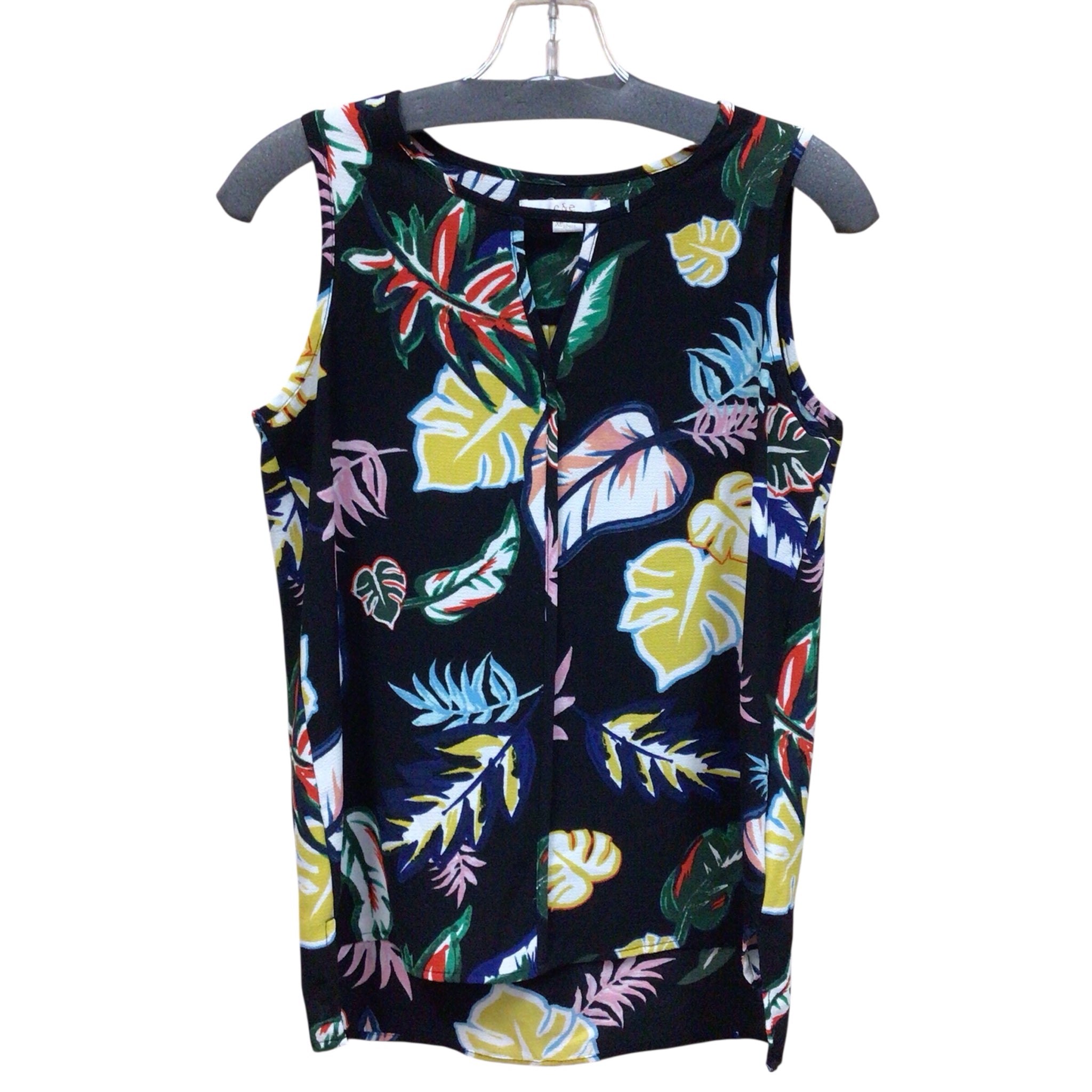 C&E Black Tropical Floral Sleeveless Top Size XS
