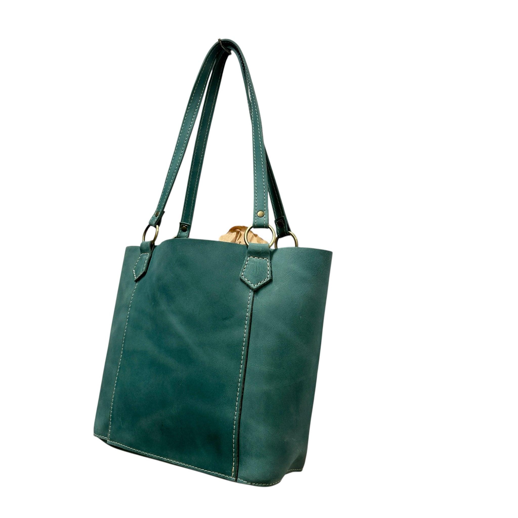 Portland Leather Light Blue Market Tote Bag