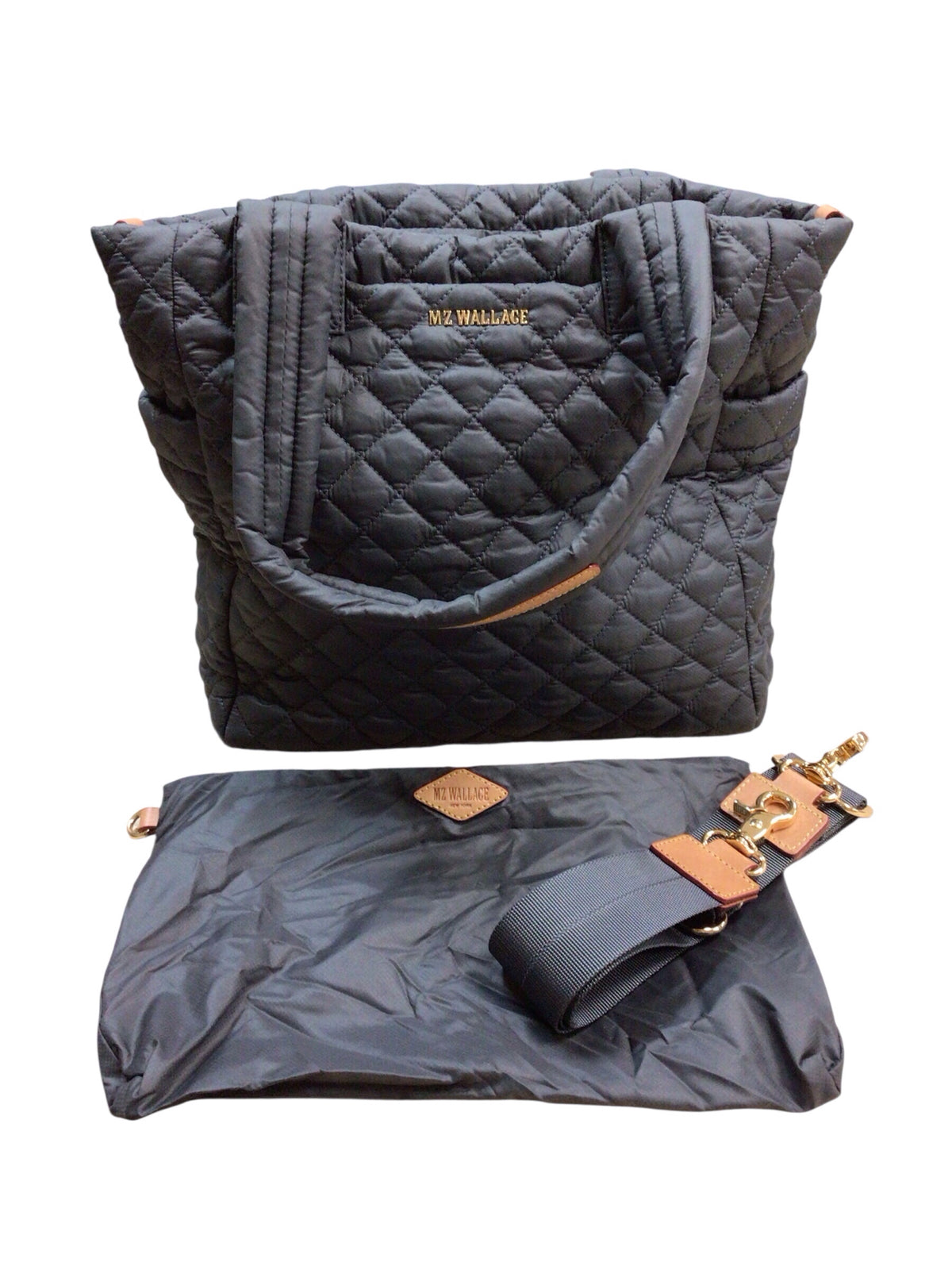 MZ Wallace Dark Gray Quilted Crossbody Tote