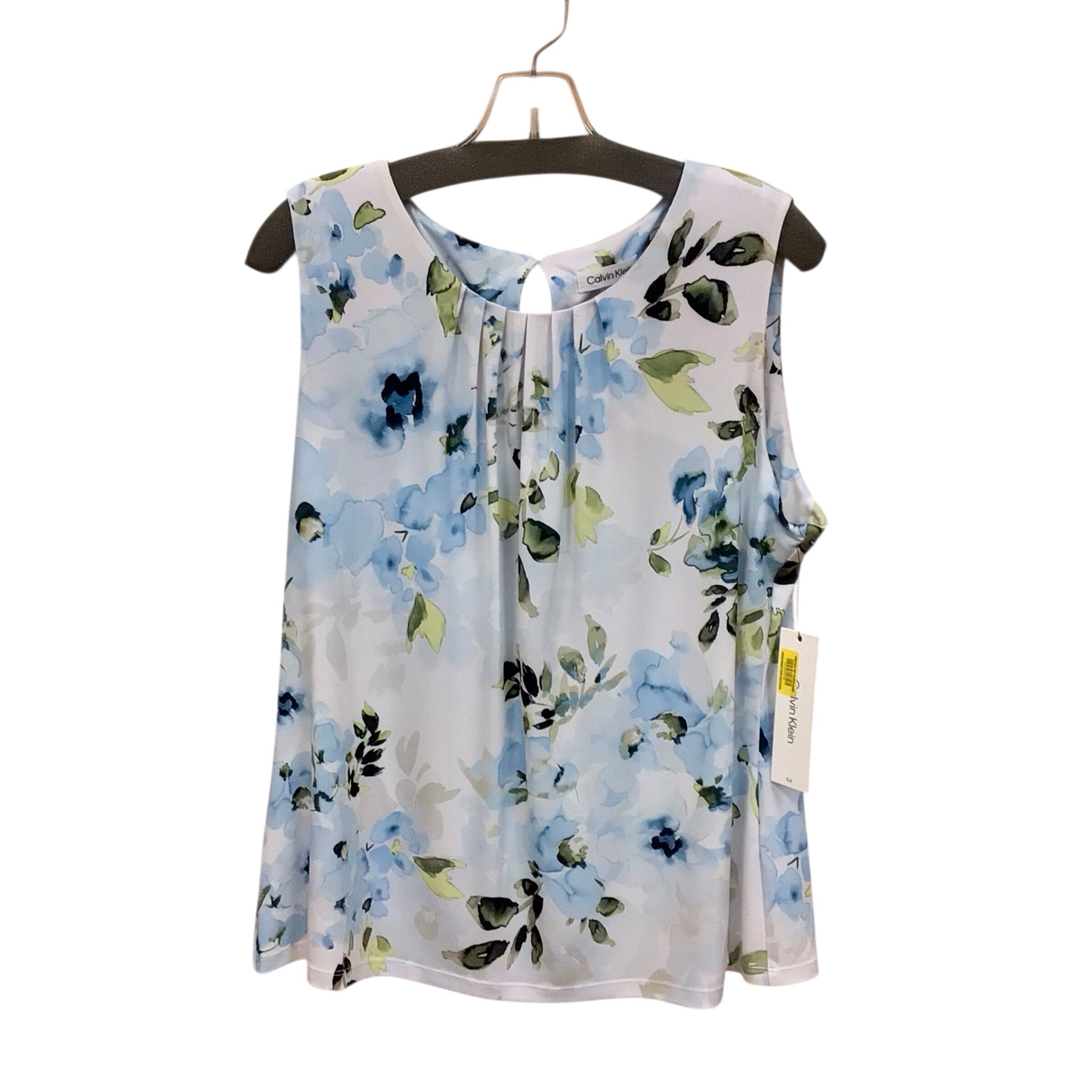 Calvin Klein Blue Floral Sleeveless Top Size XL NWT