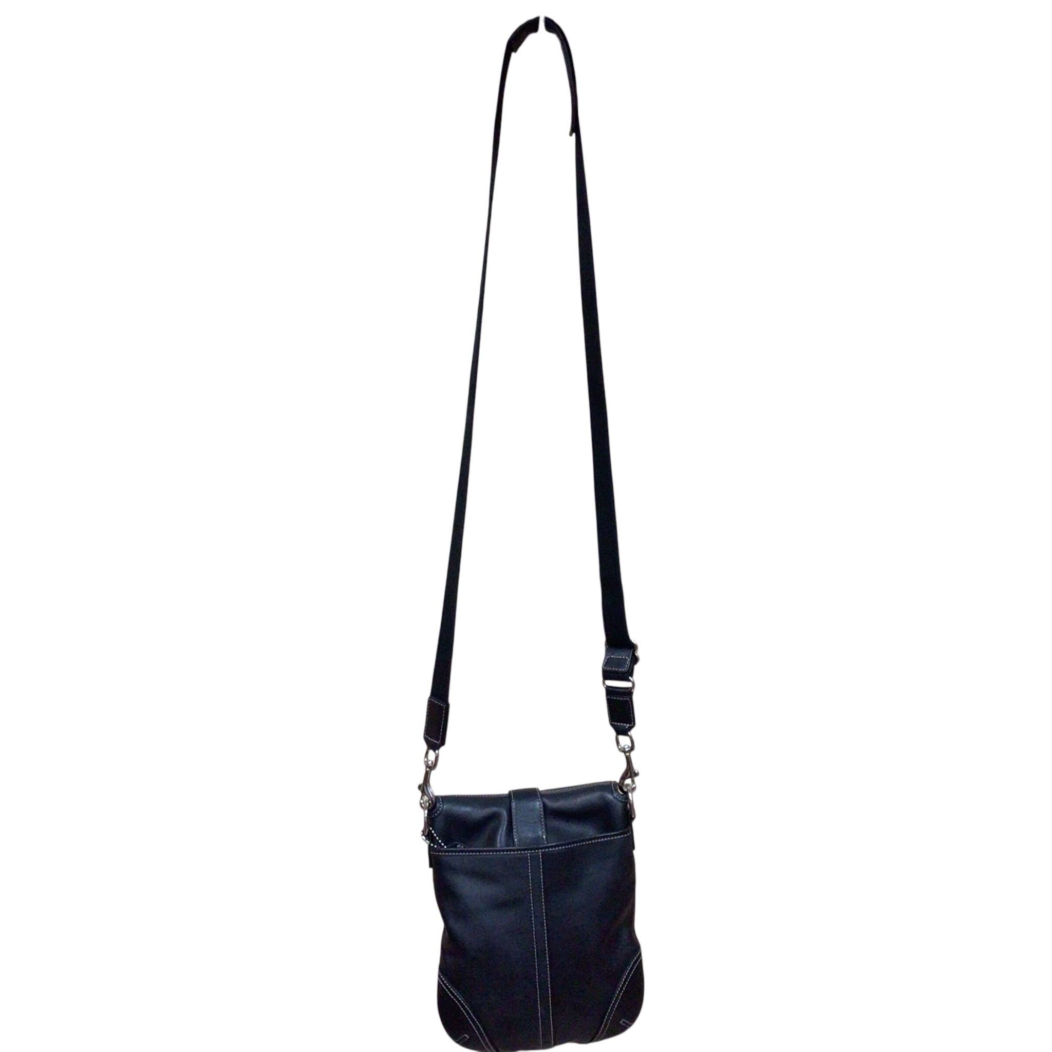 Coach Soho Buckle Flap Black Leather Crossbody Bag