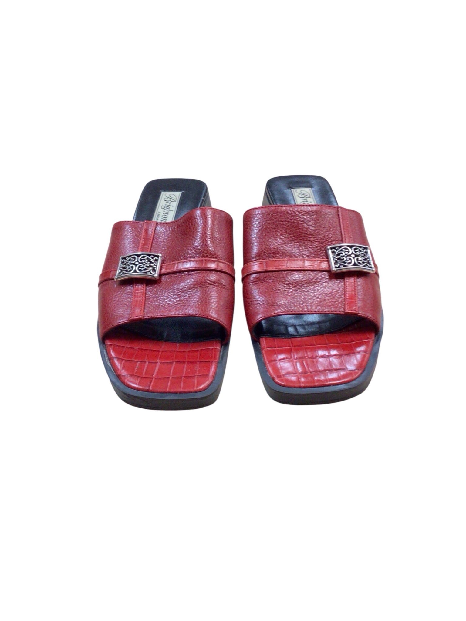 Brighton "Beth" Red Leather Slide Sandals Size 8