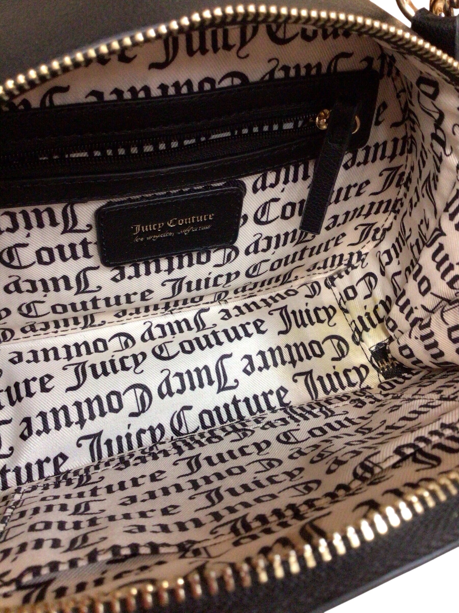 Juicy Couture Black Faux-Leather Dome Satchel Crossbody Bag