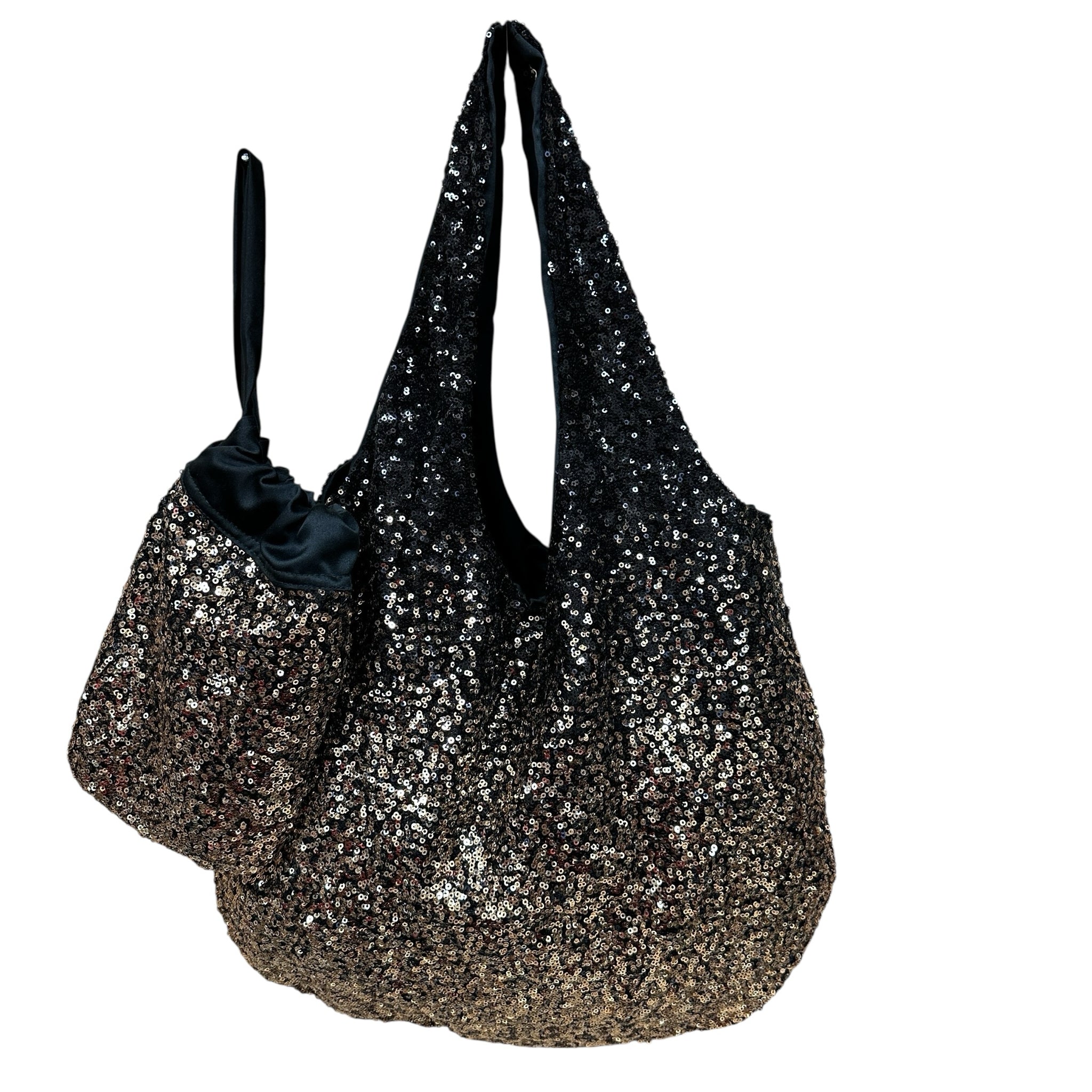 Fashion Black & Gold Sequined Shoulder Bag