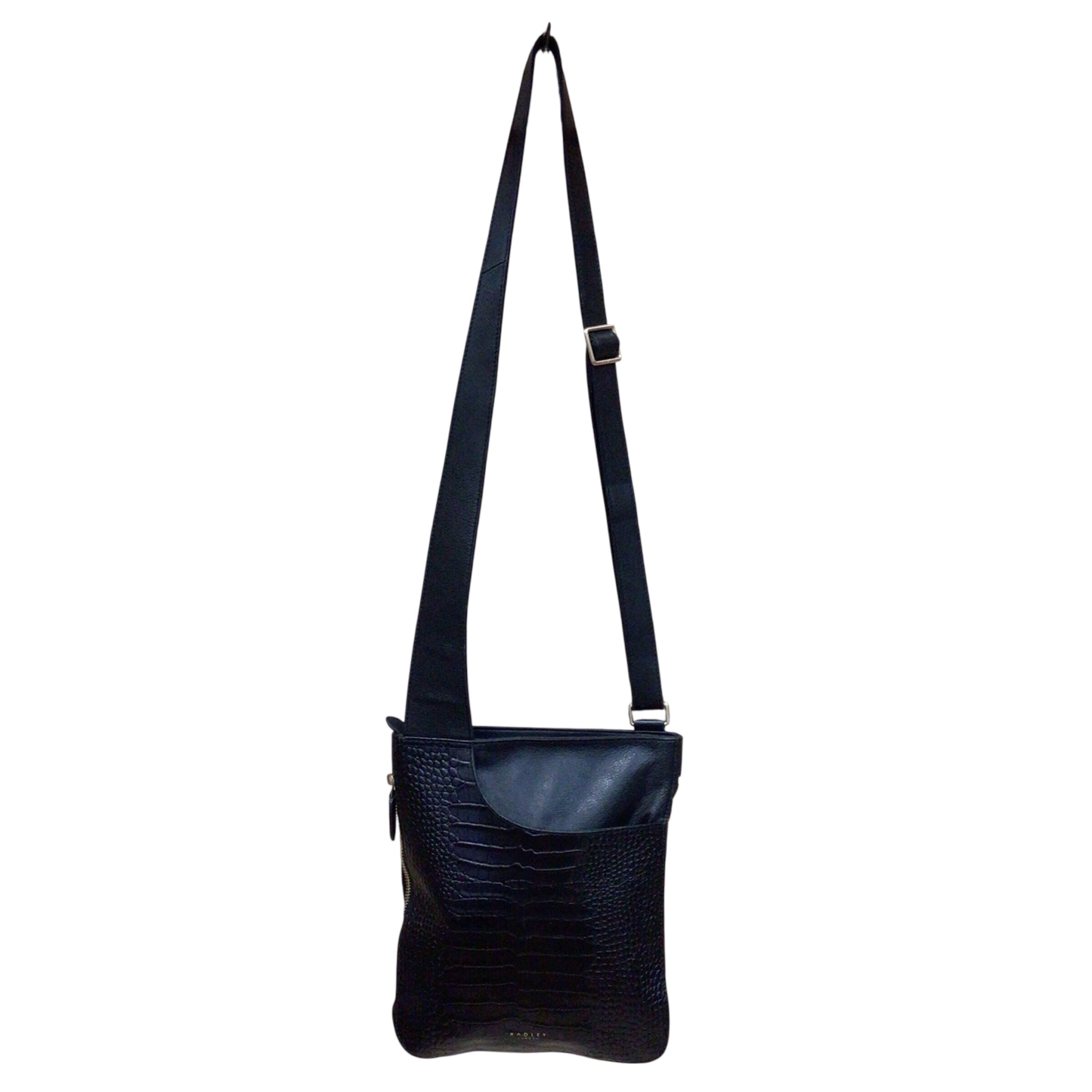 Radley London Pockets 2.0 Faux Croc Leather Black Crossbody Bag