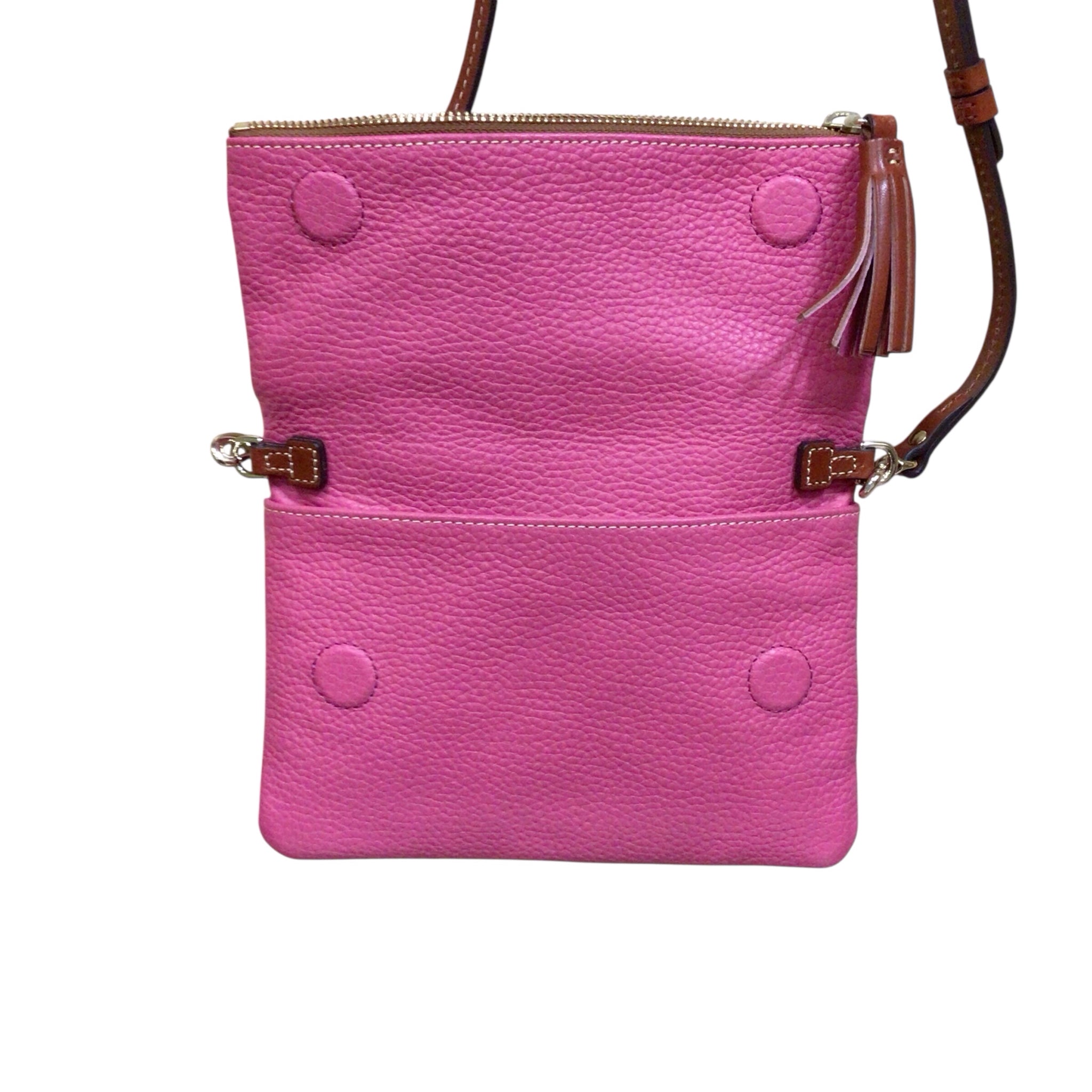 Dooney & Bourke Pink Pebbled Leather Foldover Crossbody Bag