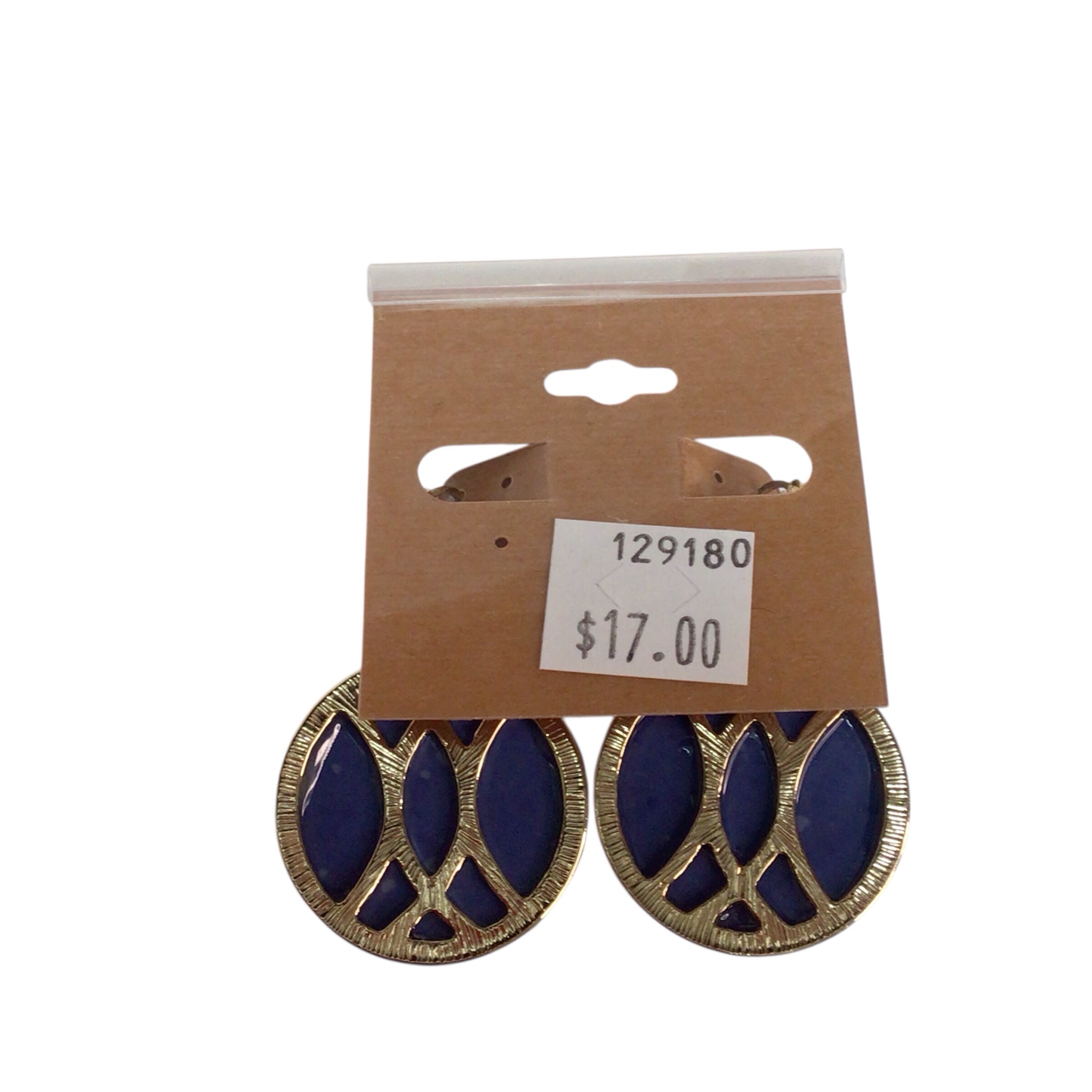 Blue And Gold Circle Earrings