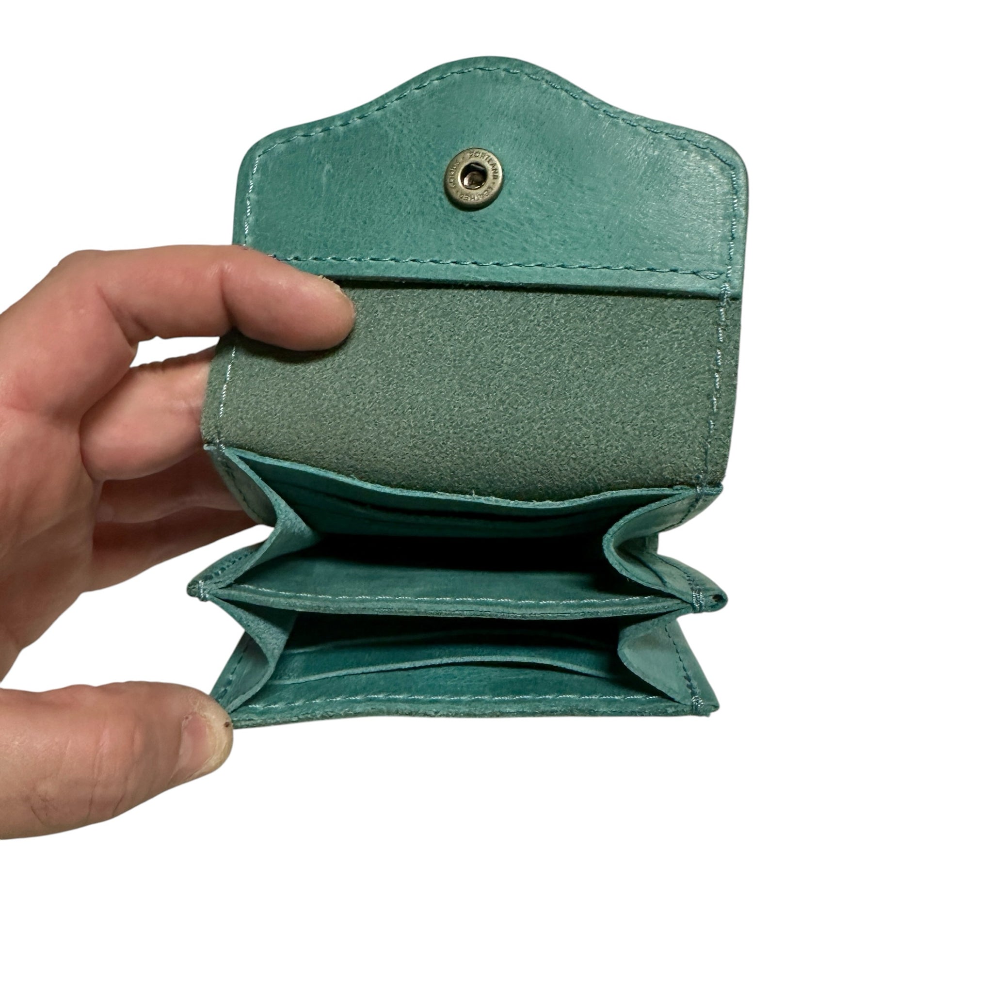 Portland Leather Distressed Aqua "Almost Perfect" Small Bozeman Wallet