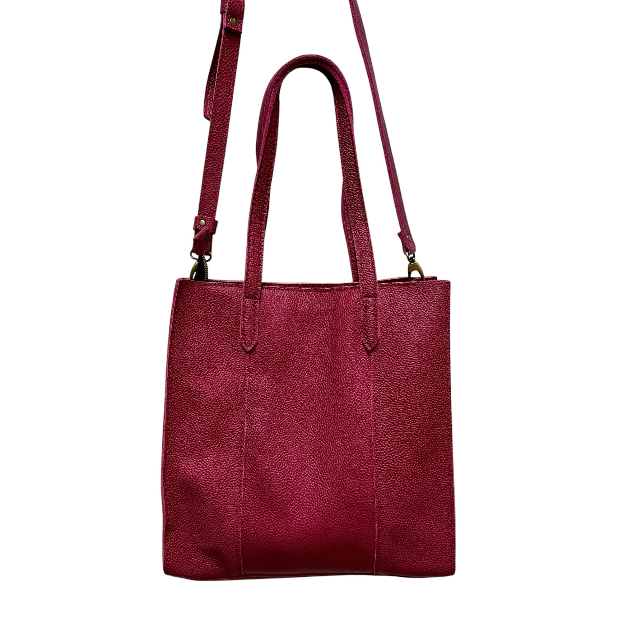 Portland Leather Raspberry Large Lola Zipper Crossbody Tote Bag