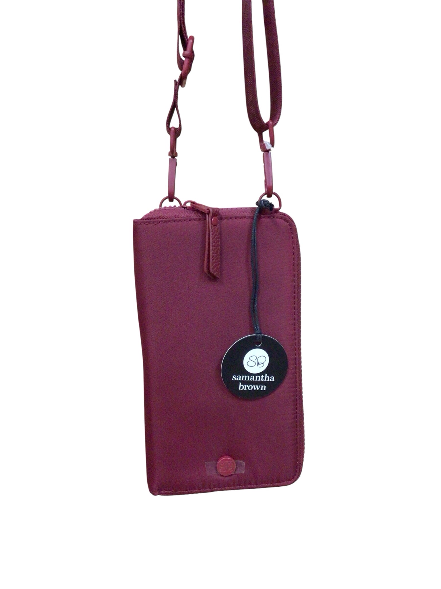 Samantha Brown "To-Go Phone" Burgundy Nylon Crossbody Bag