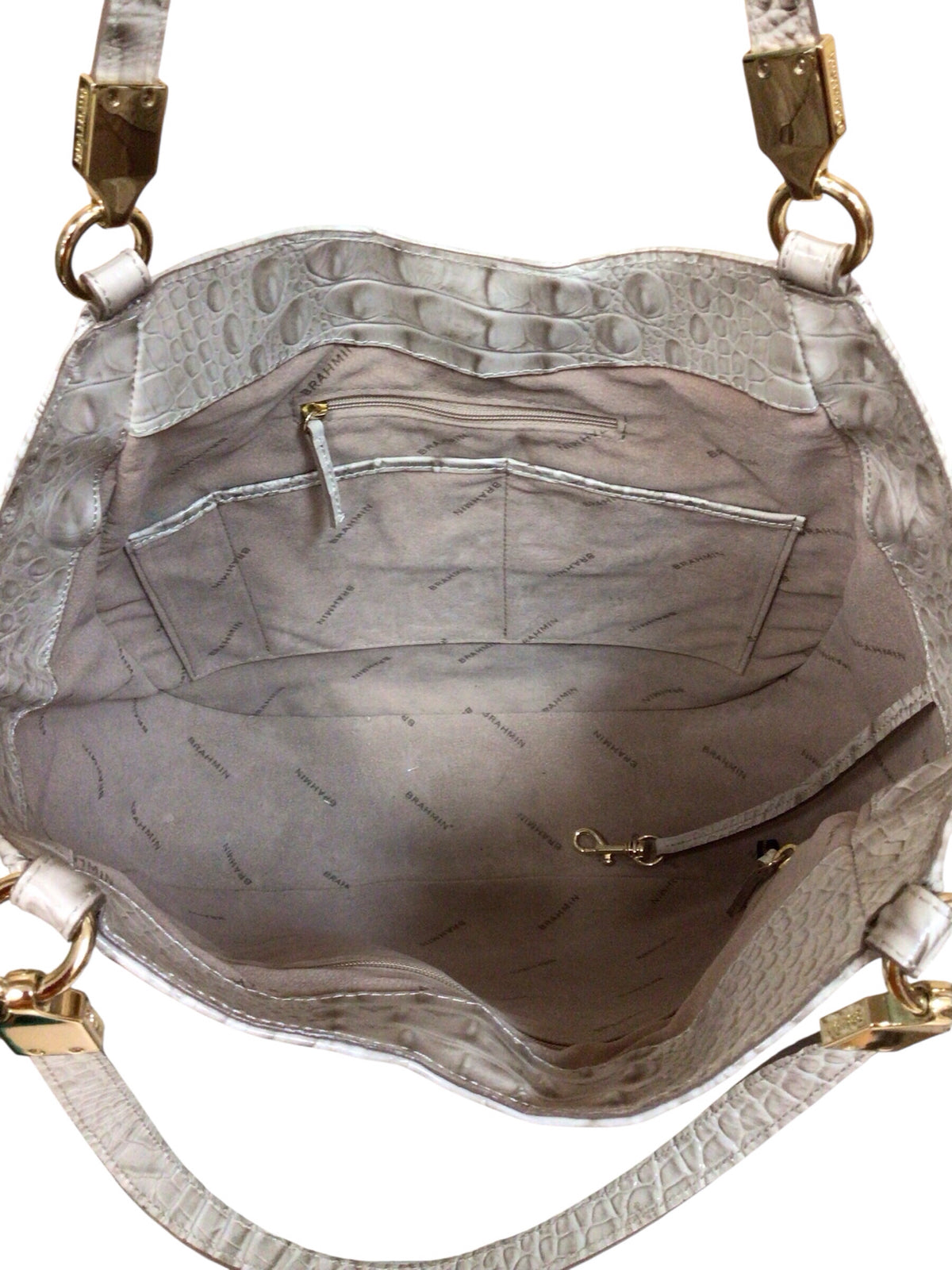 Brahmin "Marianna" Pumice Melbourne Gray Leather Shoulder Bag