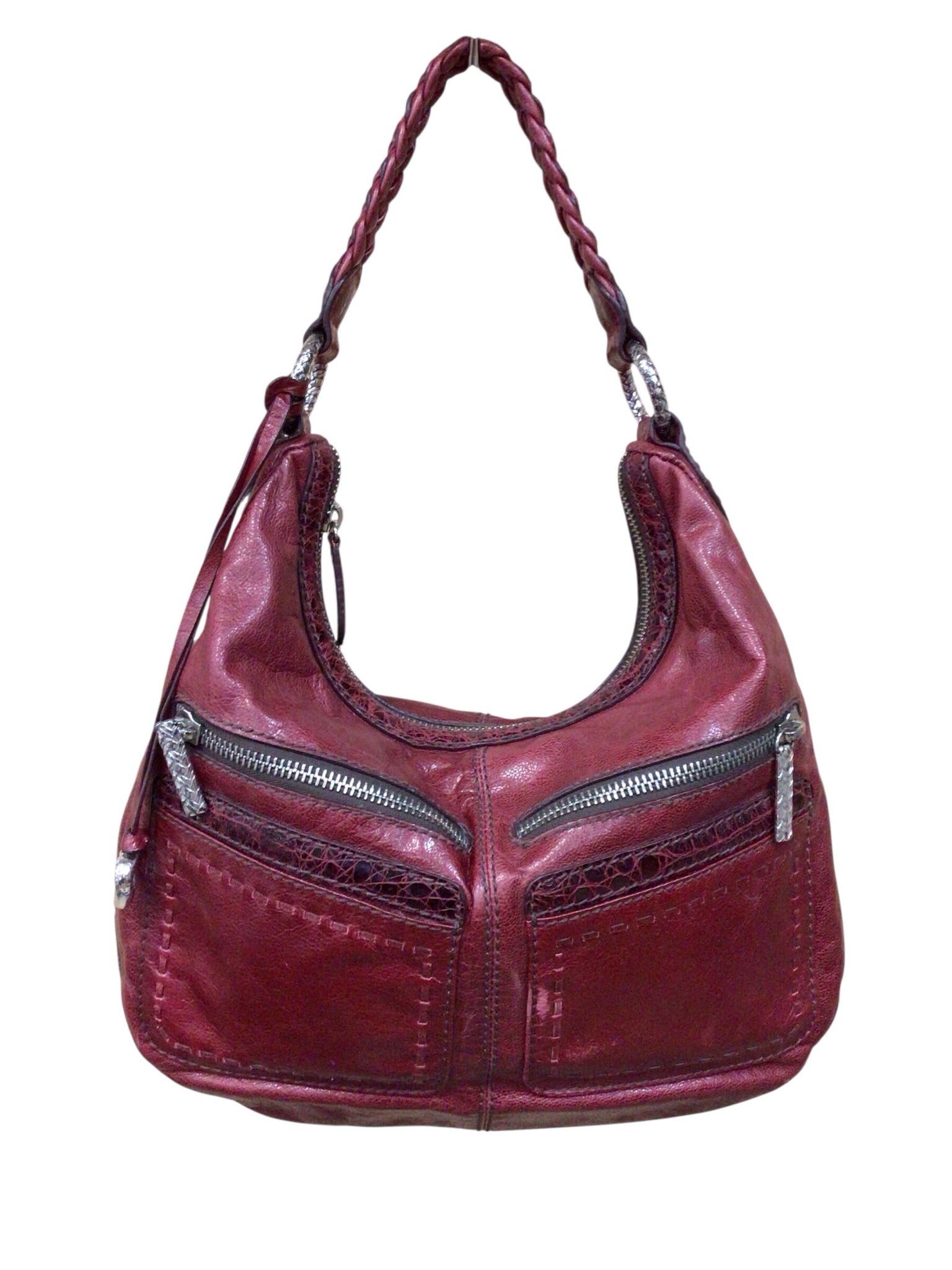 Brighton Florencia Valencia Red Leather Hobo Shoulder Bag