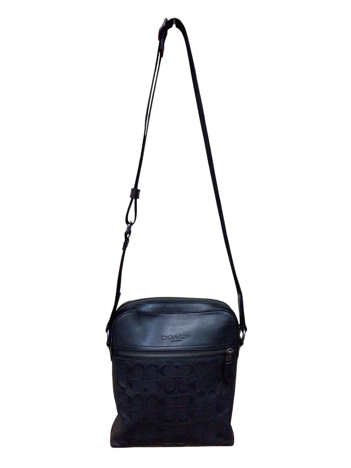 COACH 4009 Houston Flight Bag In Signature Black Leather Crossbody
