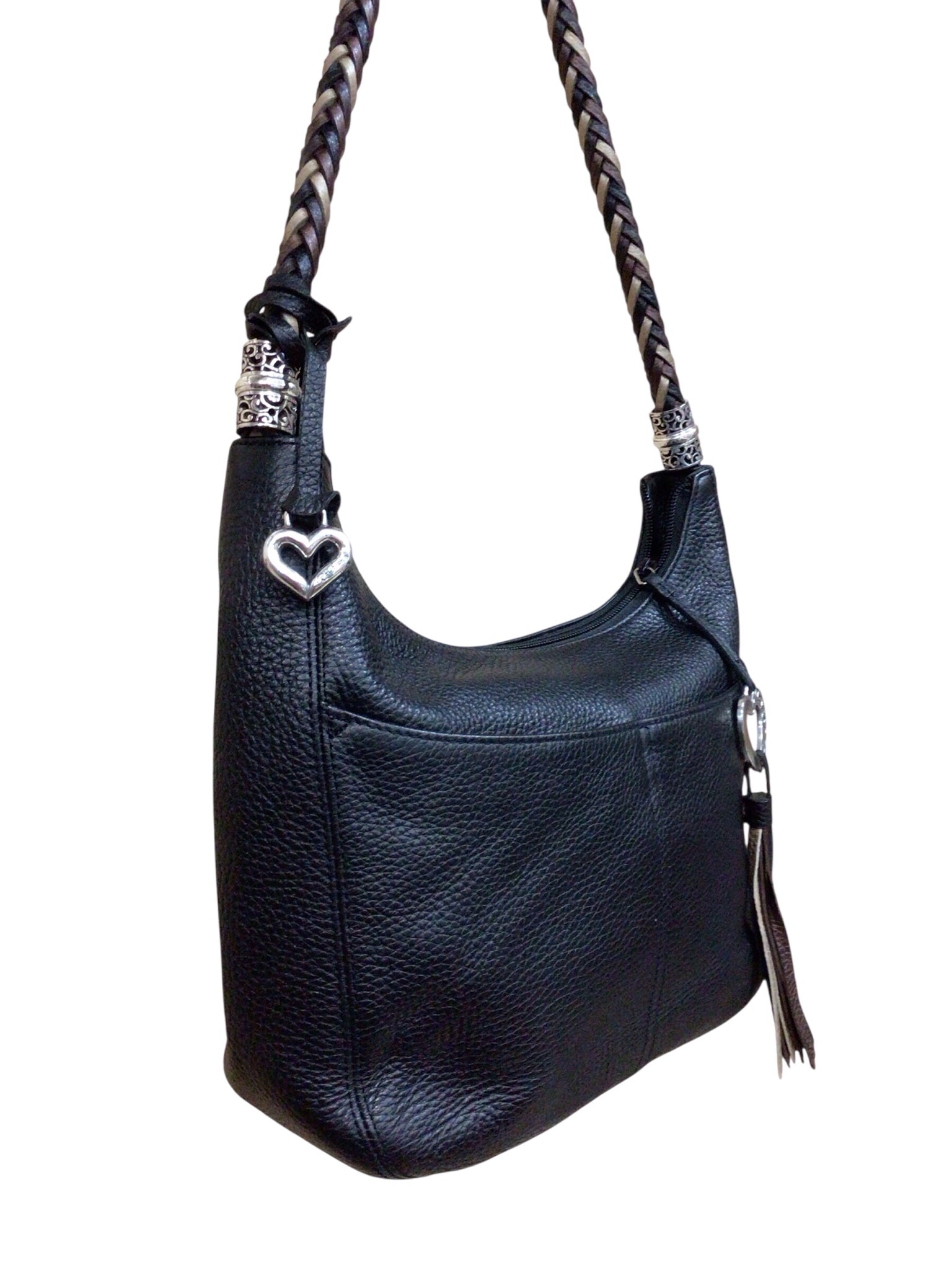 Brighton "Barbados" Black Leather Shoulder Bag